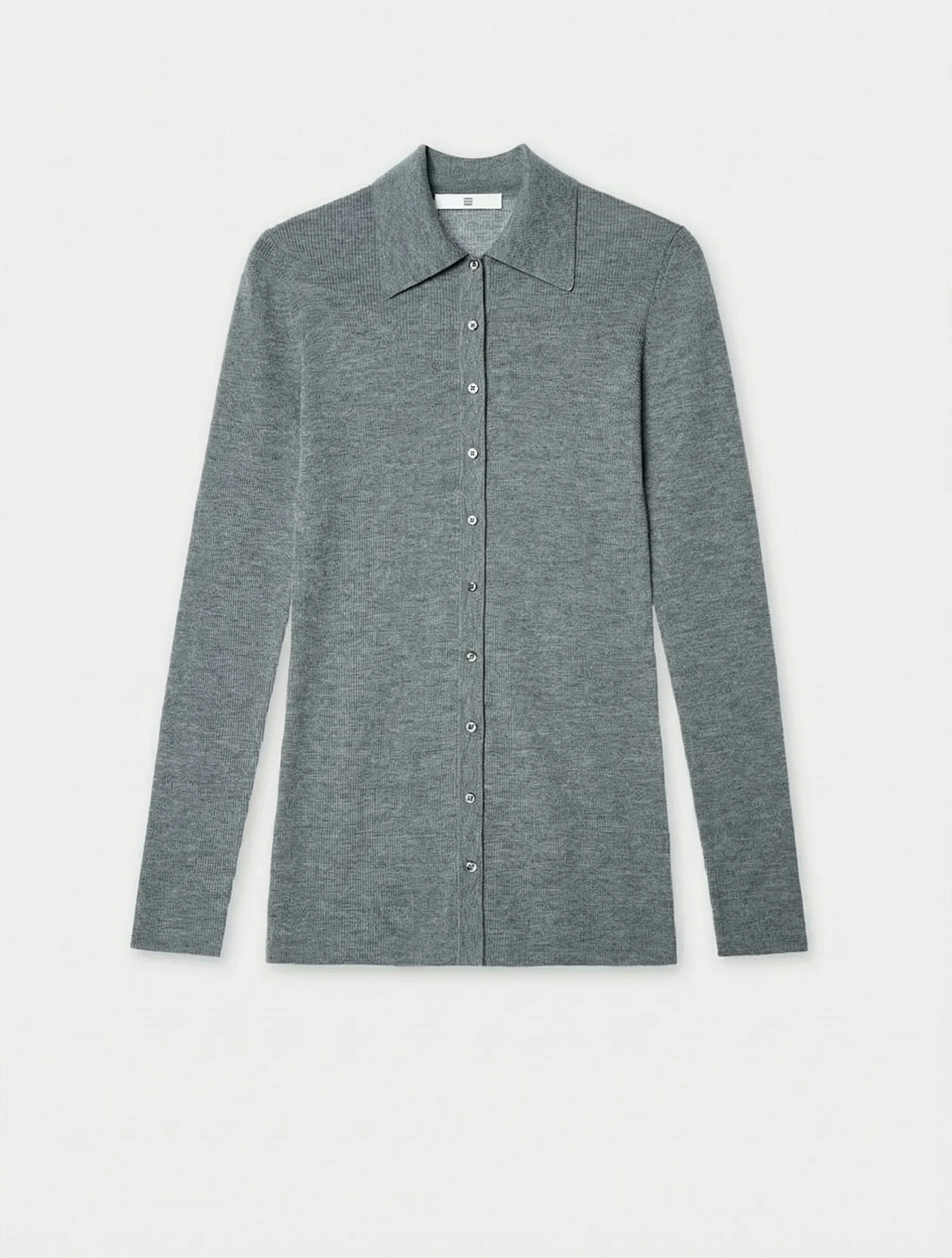 Wool-Silk-Cashmere Rib Polo Cardigan - Image 7