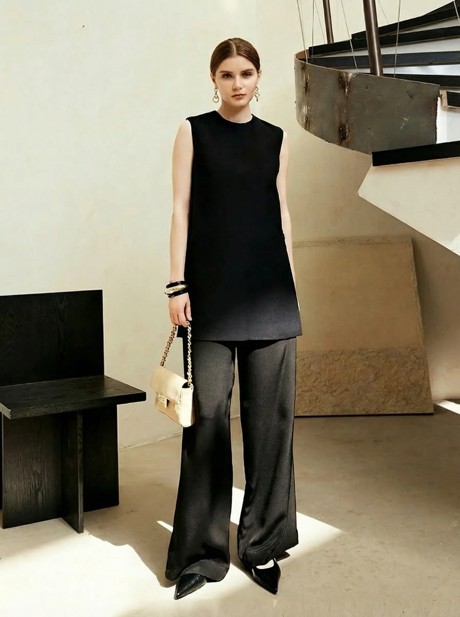 Wool-Silk Side-Button Shift Dress - Image 5