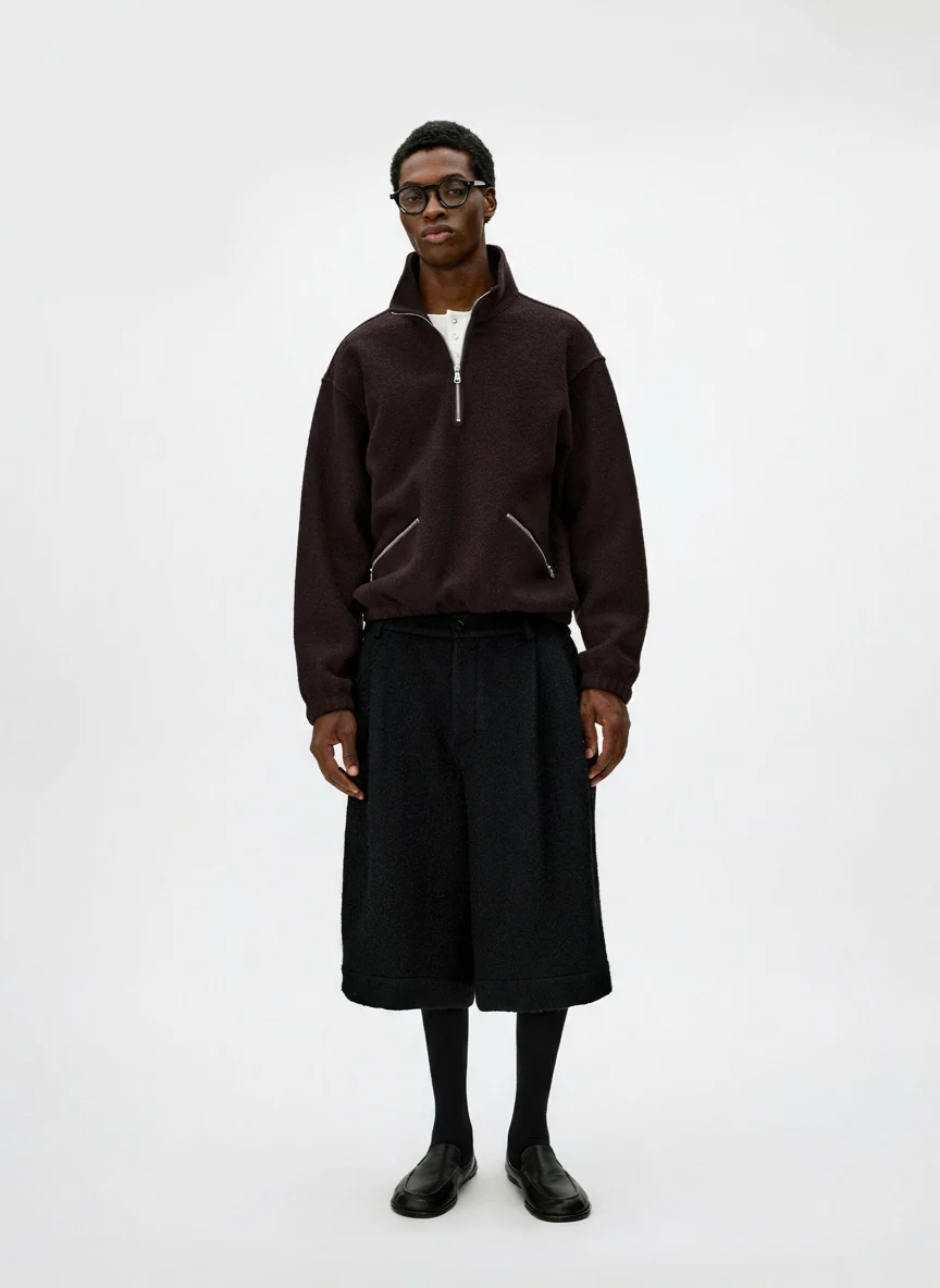 Wool Stand Collar Half-Zip Pullover - Image 5