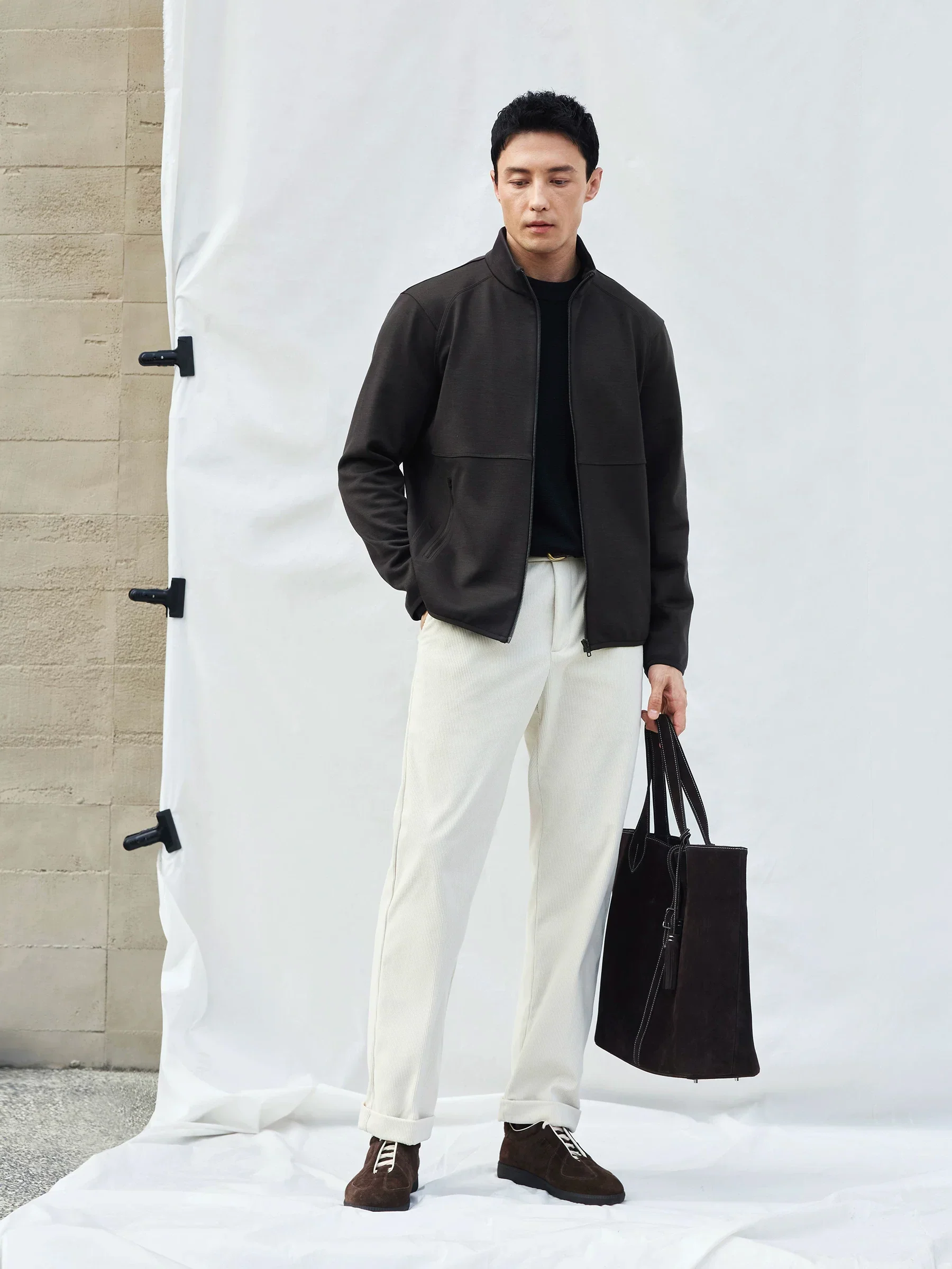 Wool Stand Collar Zip Jacket - Image 3