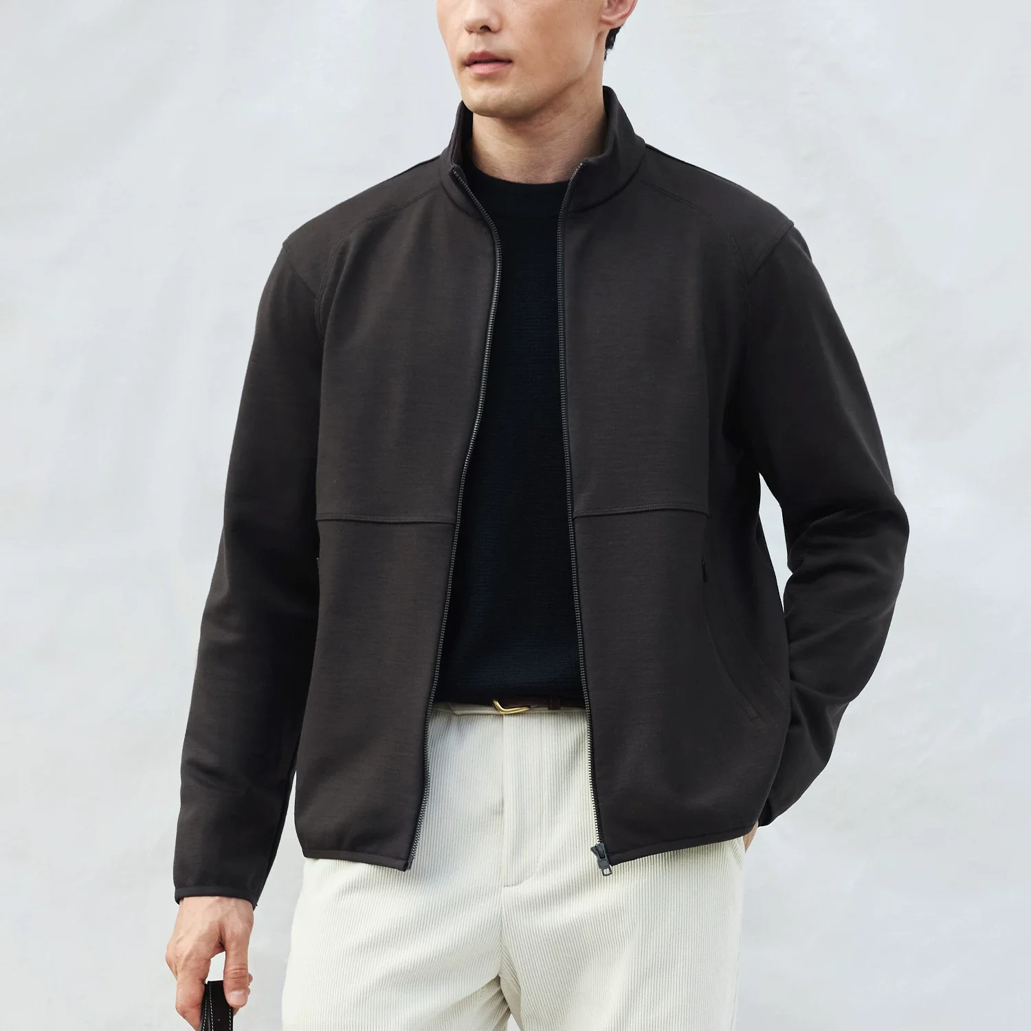 Wool Stand Collar Zip Jacket - Image 5