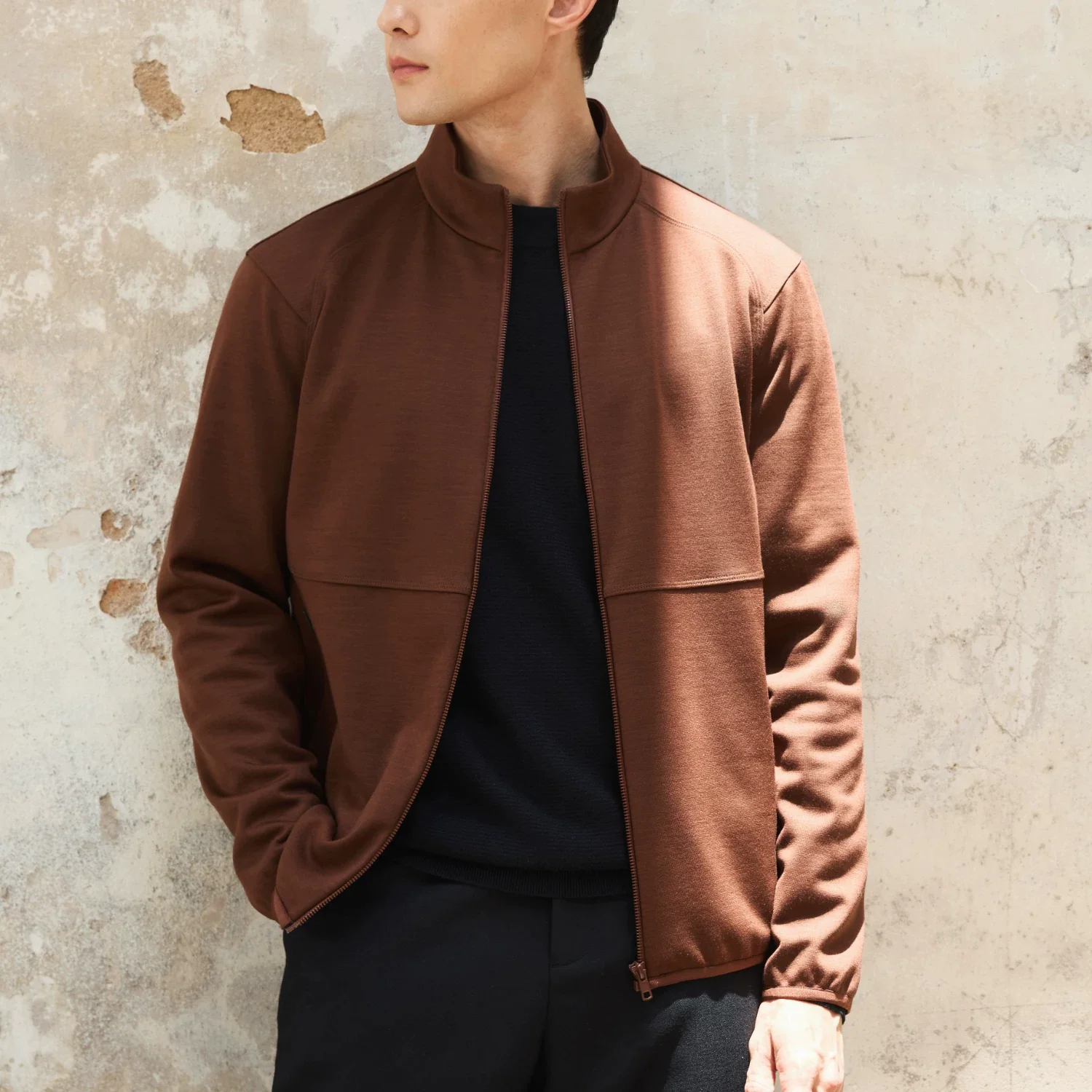 Wool Stand Collar Zip Jacket - Image 6