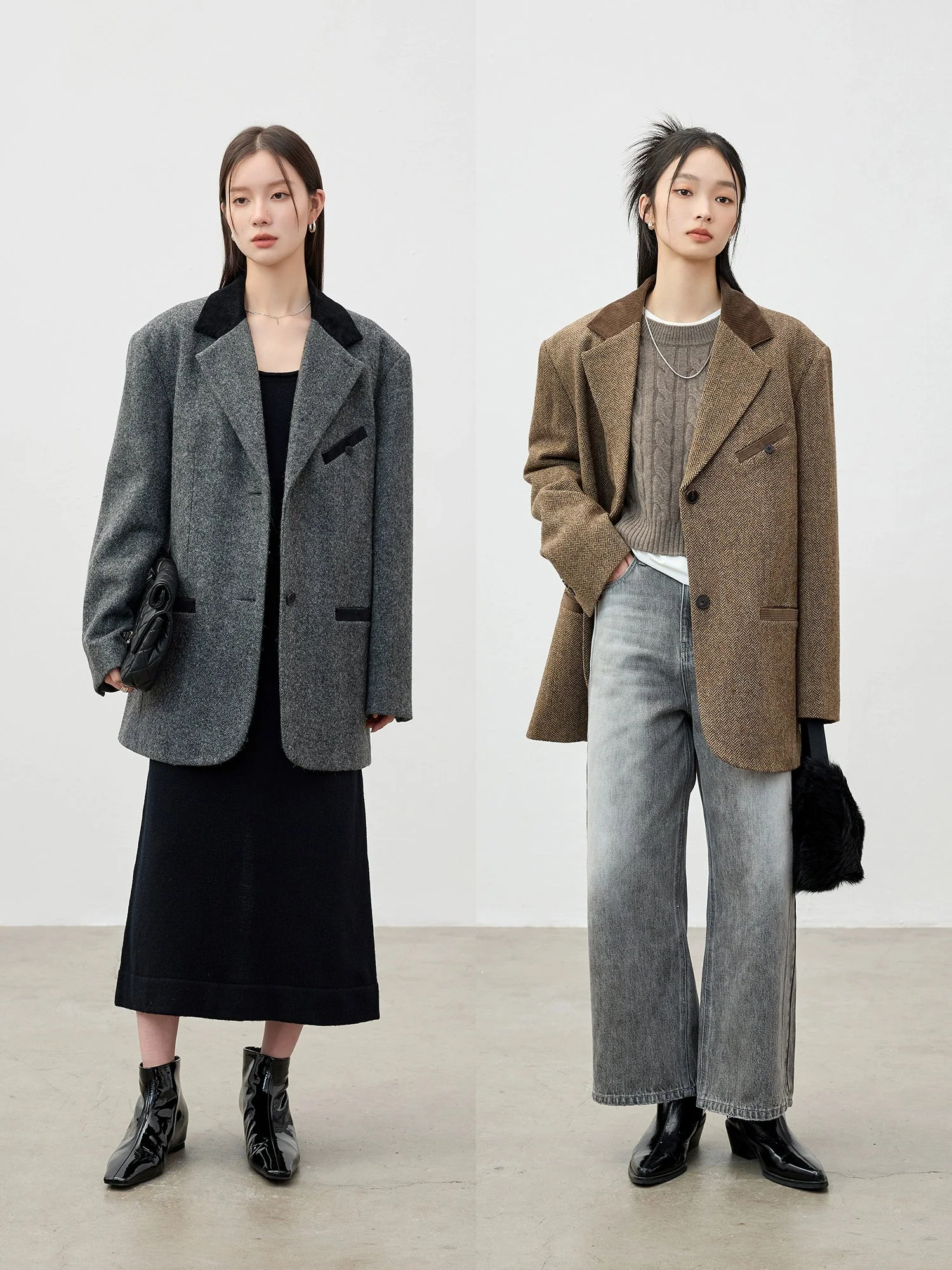 Wool Tweed Contrast-Collar Blazer - Image 3