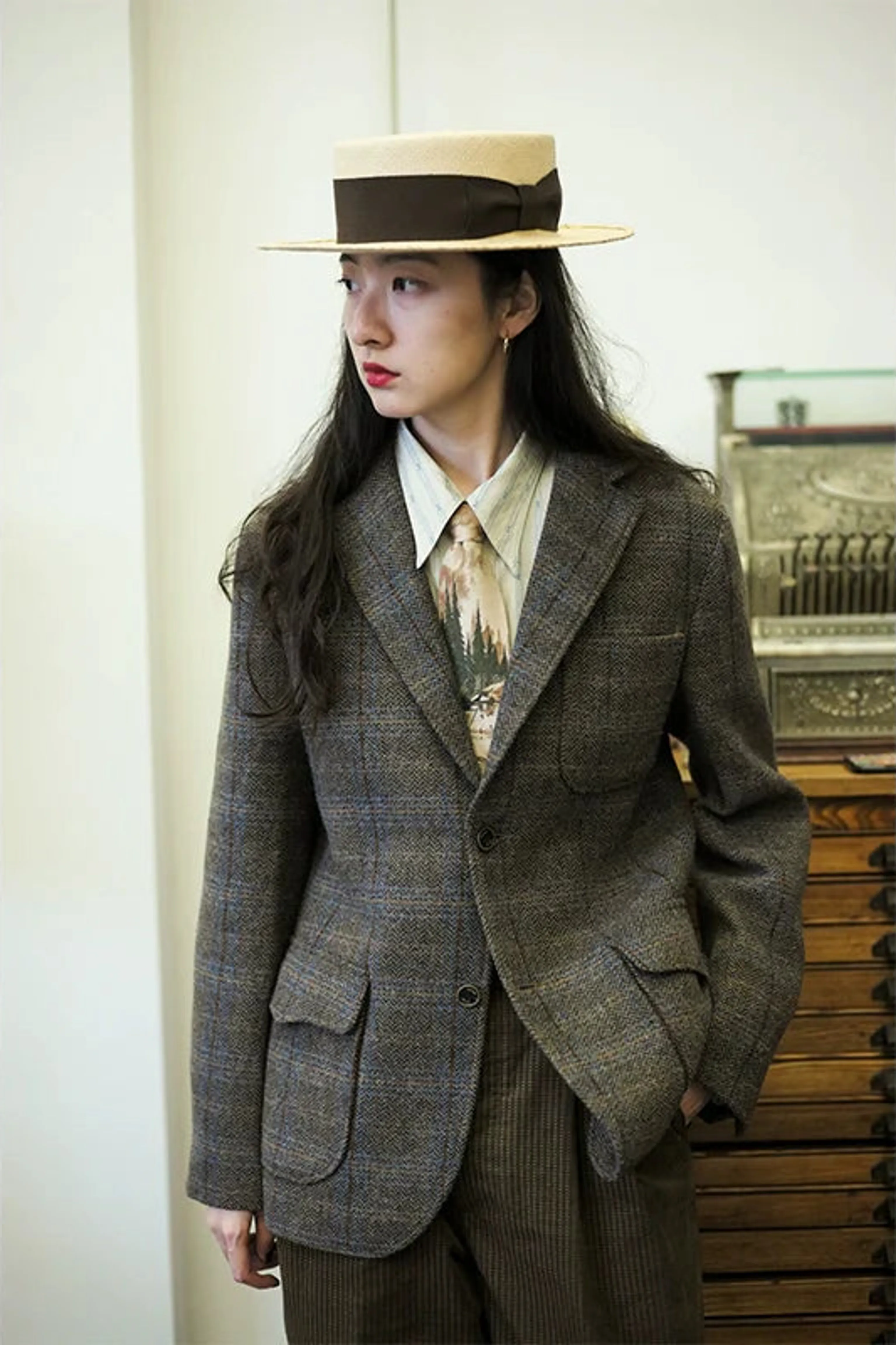 Wool Tweed Plaid Blazer - Image 5