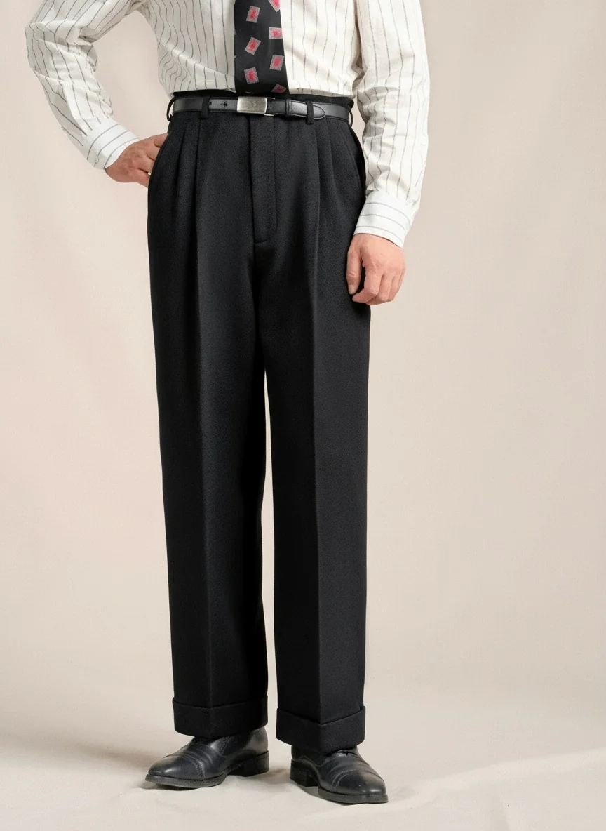 Wool Twill Hollywood Double-Pleat Trousers - Image 5