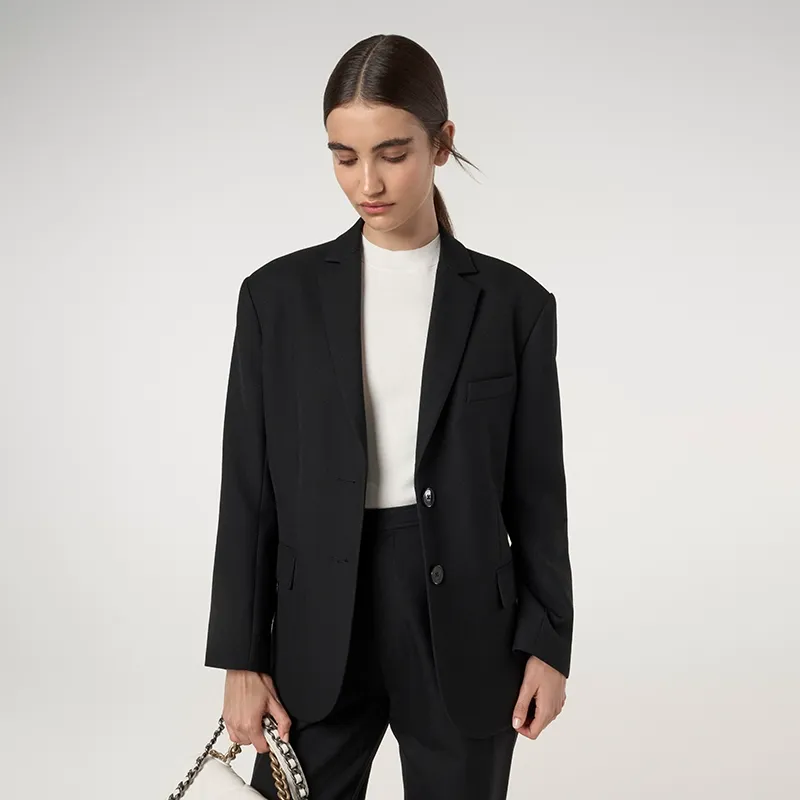 Wool Wide-Shoulder Blazer - Image 3