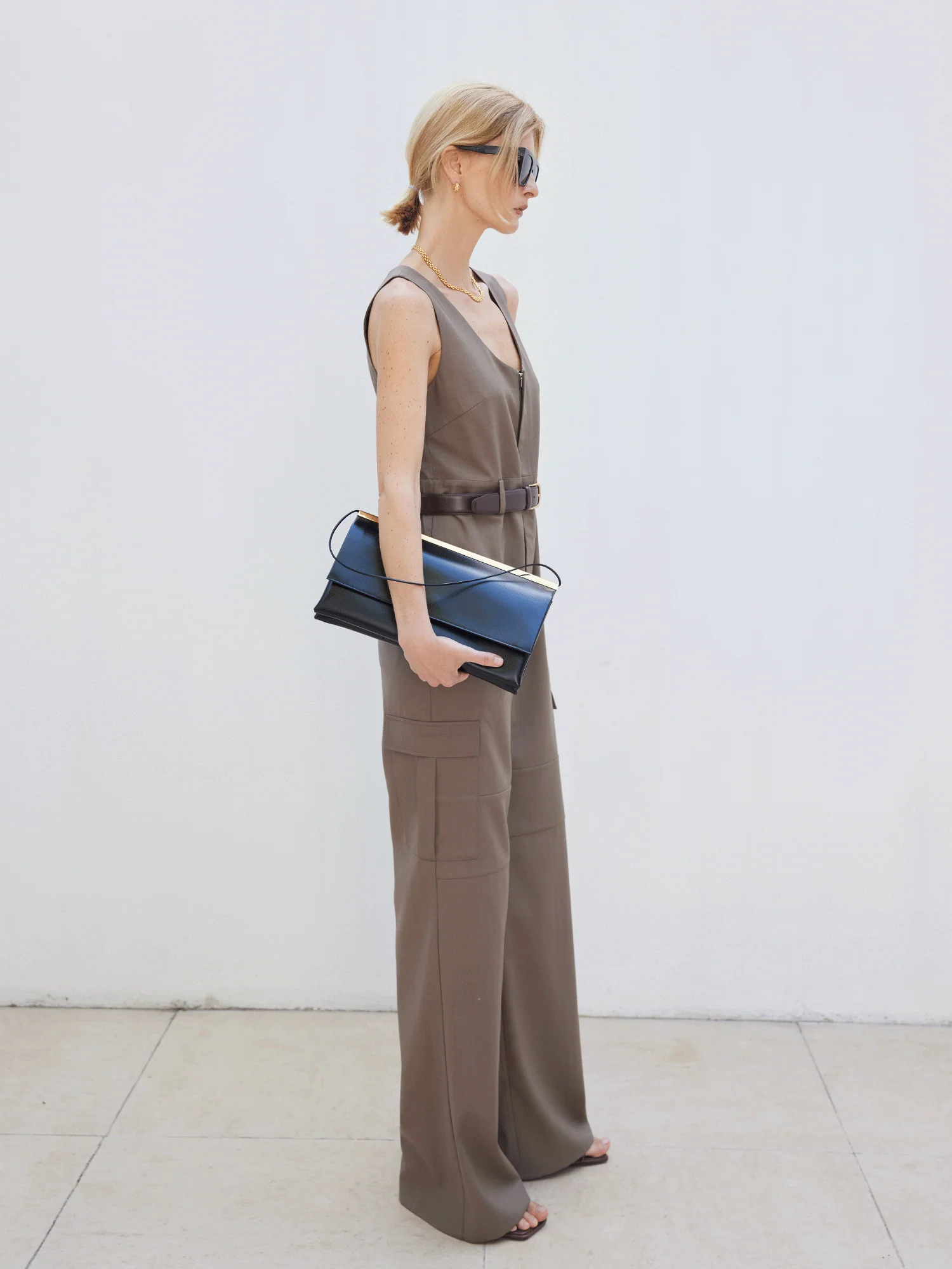Worsted Twill U-neck Utility Jumpsuit - Image 3
