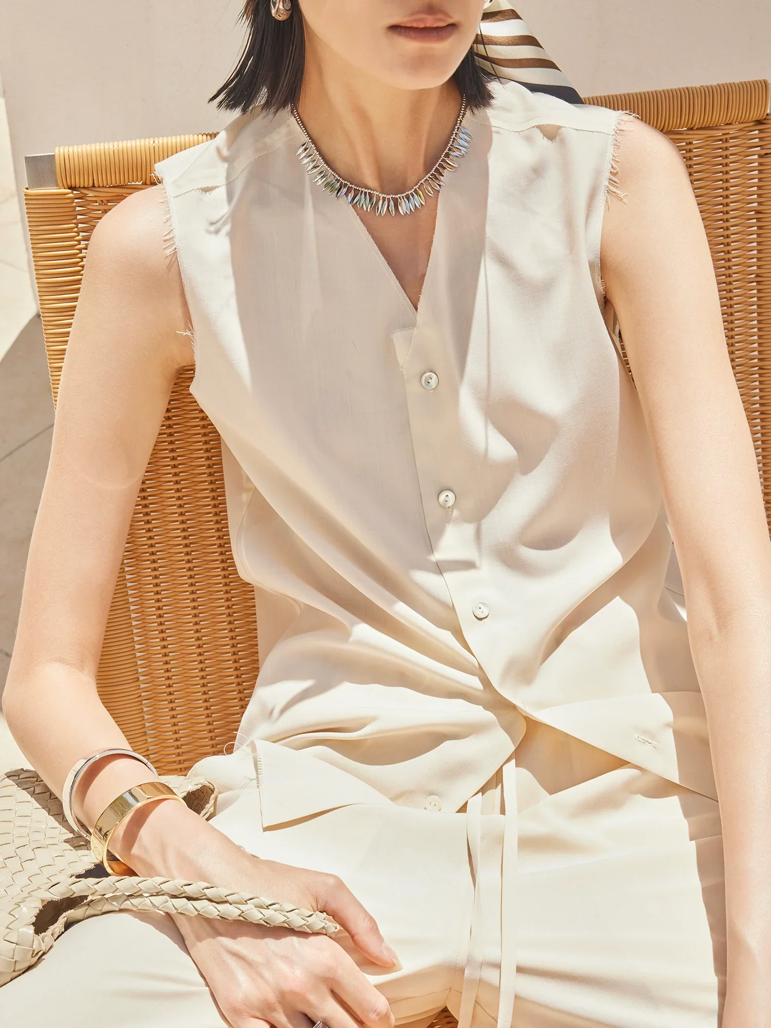 Worsted Wool Sleeveless Cardigan & Trousers Set - Image 2
