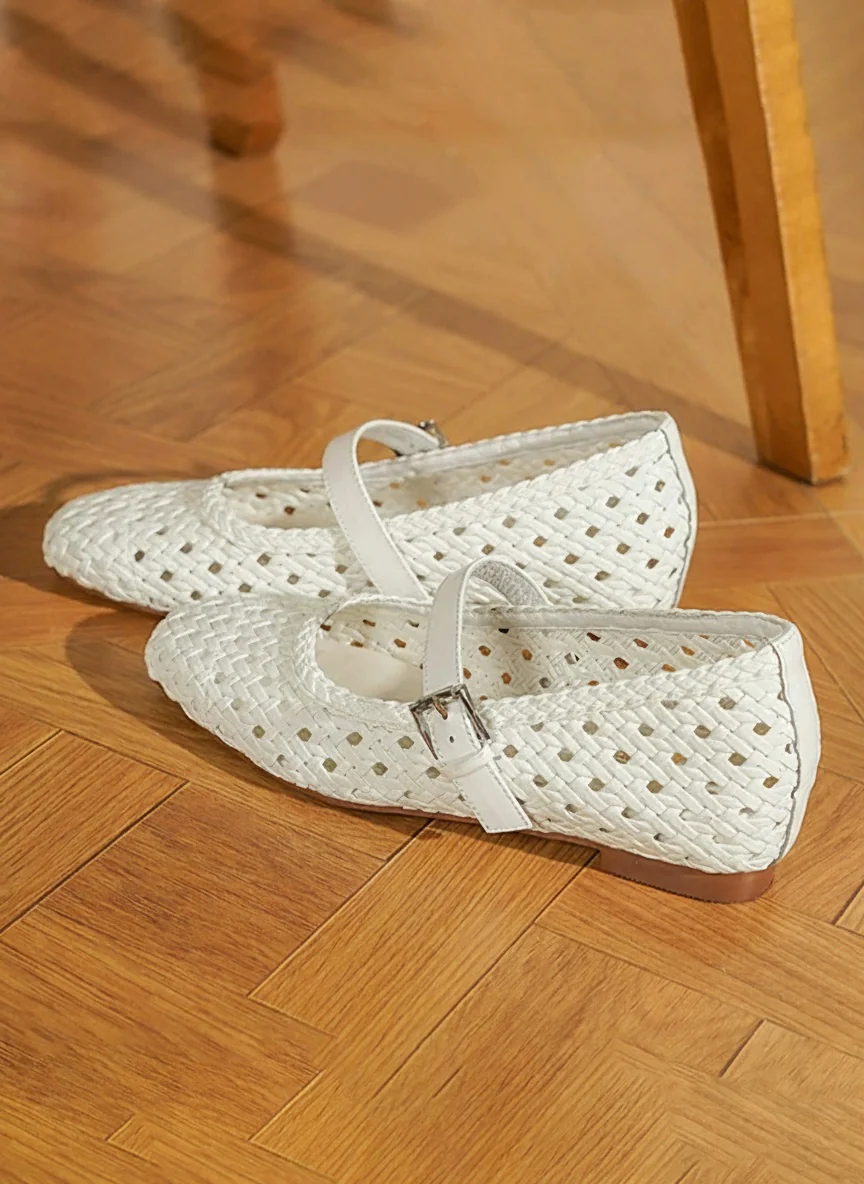 Woven Buckle Mary Jane Flats - Image 3