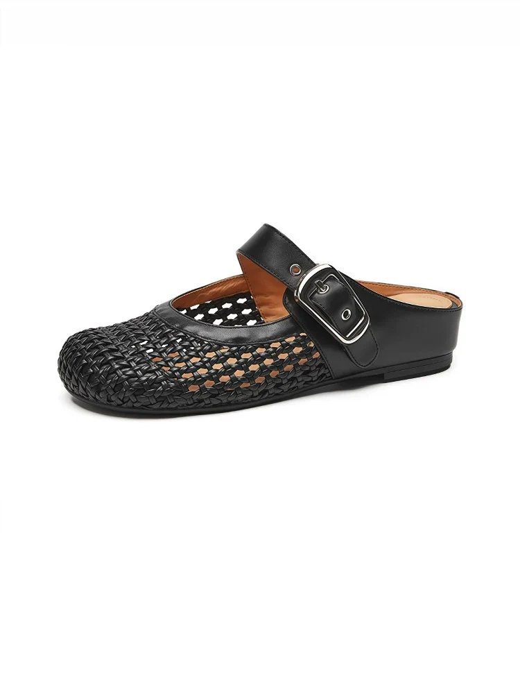 Woven Buckle Mary Jane Mules - Image 2