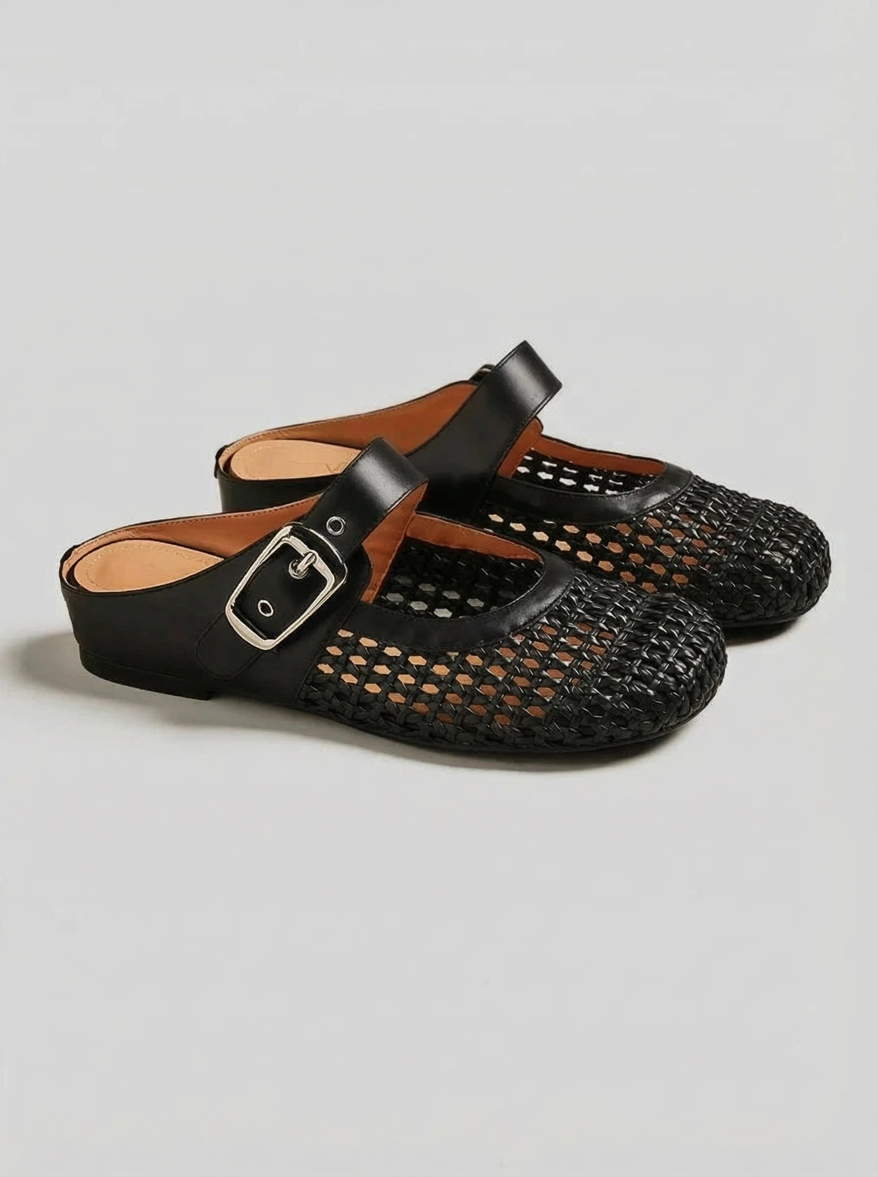 Woven Buckle Mary Jane Mules - Image 6
