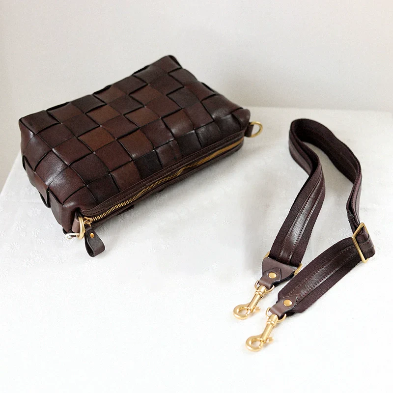 Woven Cowhide Baguette Shoulder Bag - Image 10