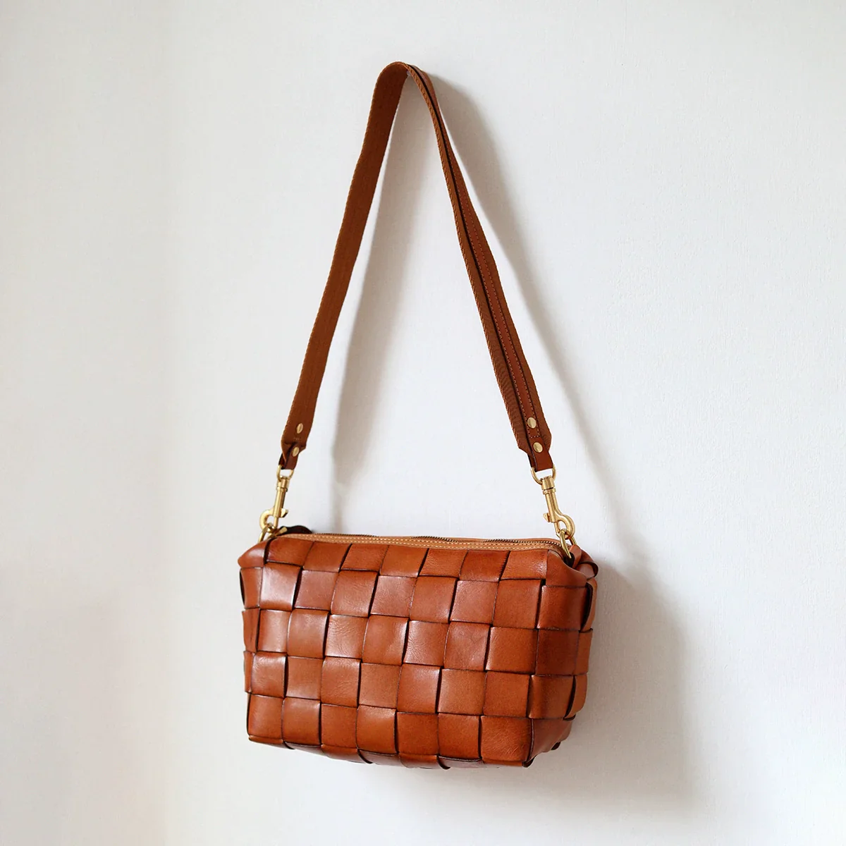 Woven Cowhide Baguette Shoulder Bag - Image 11