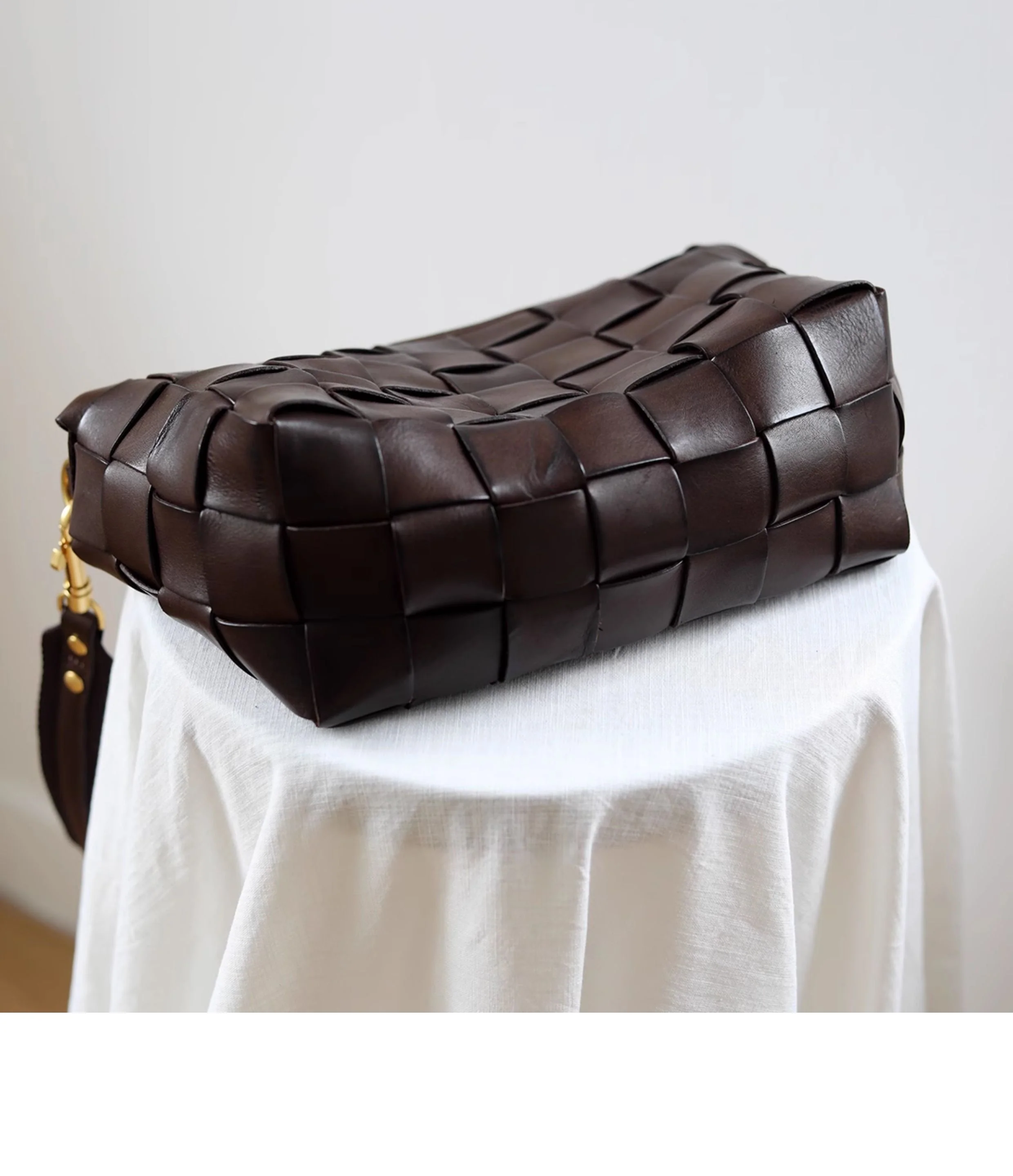 Woven Cowhide Baguette Shoulder Bag - Image 6