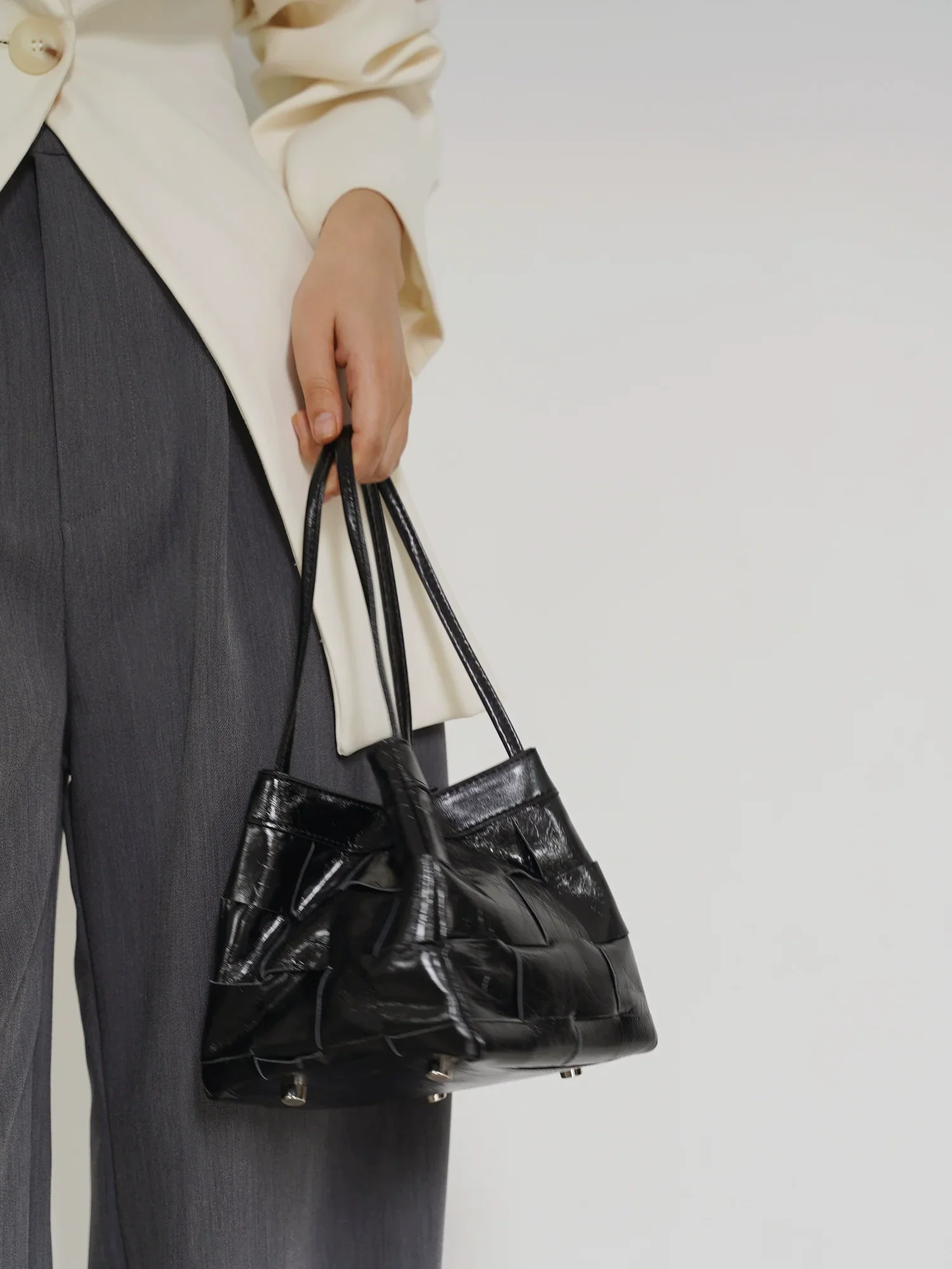 Woven Cowhide Mini Square Bag - Image 5