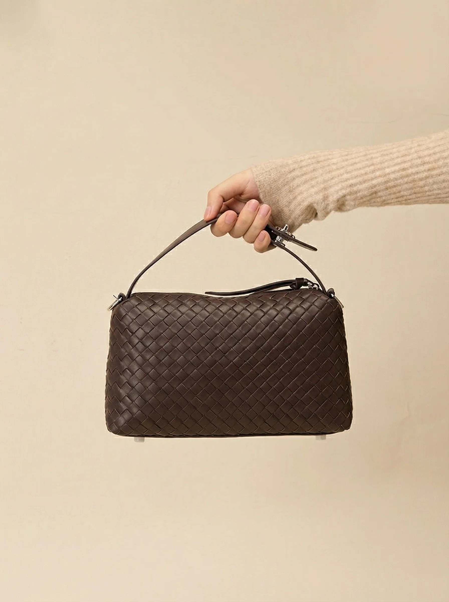 Woven Cowhide Pillow Bag