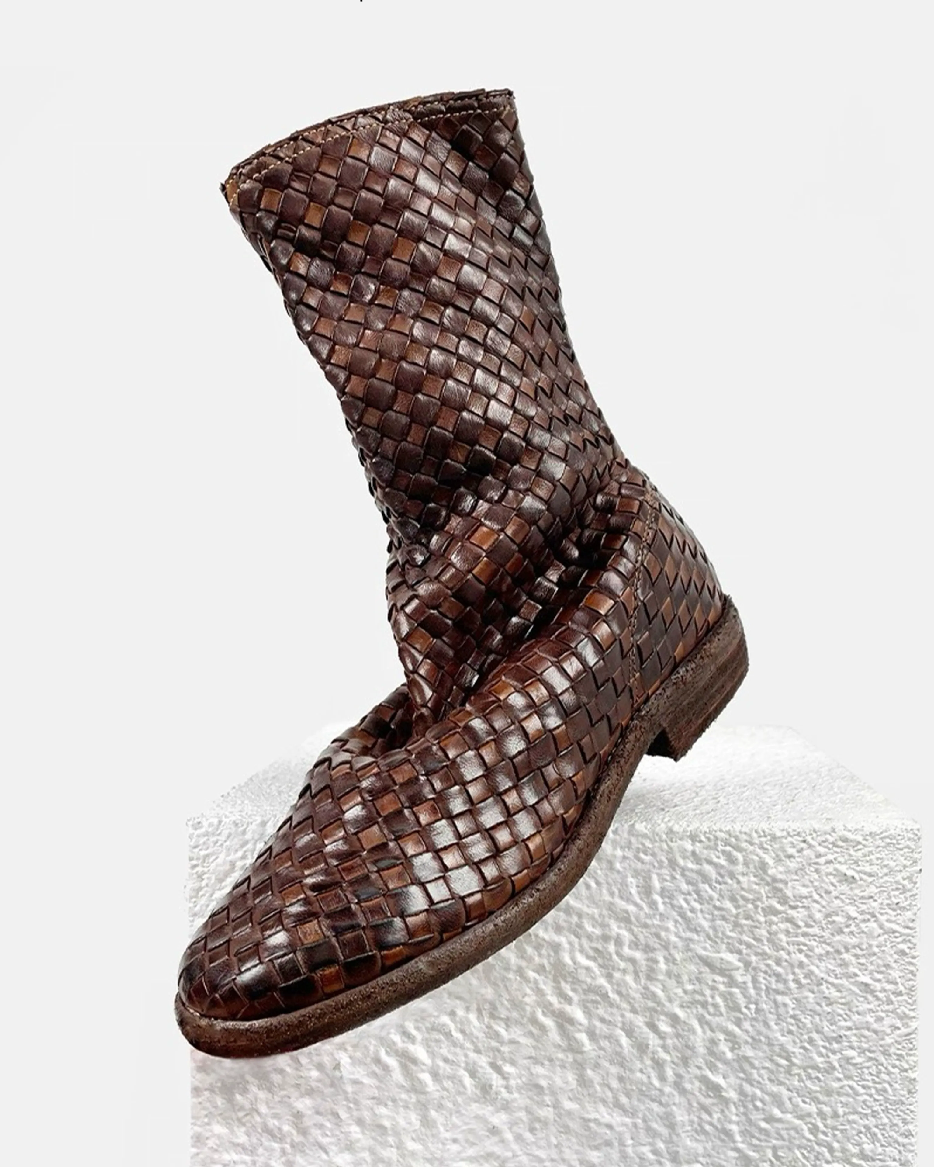 Woven Horse Leather Mid-Calf Boots - Image 7