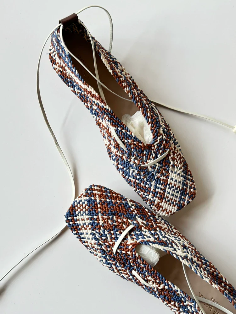 Woven Lace-Up Flats - Image 5
