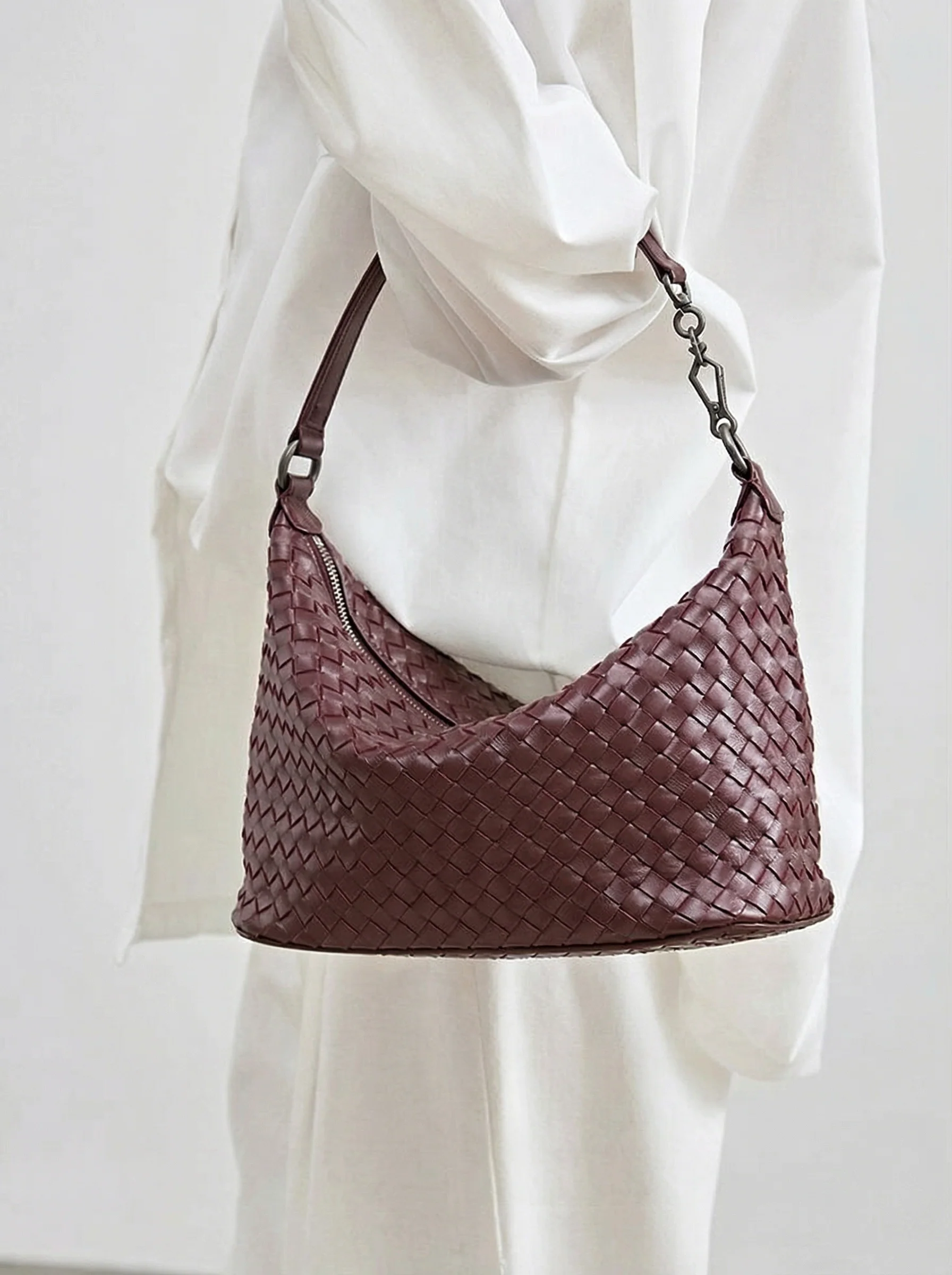 Woven Lambskin Hobo Bag