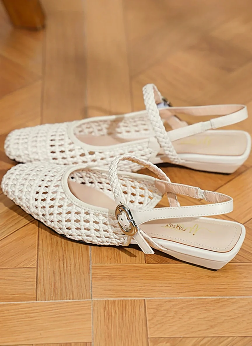 Woven Lattice Slingback Flats - Image 3