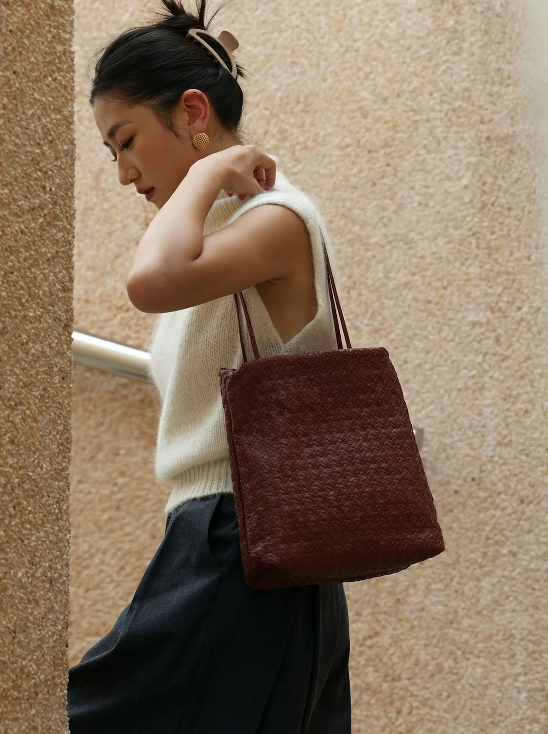 Woven Leather Tote - Image 2