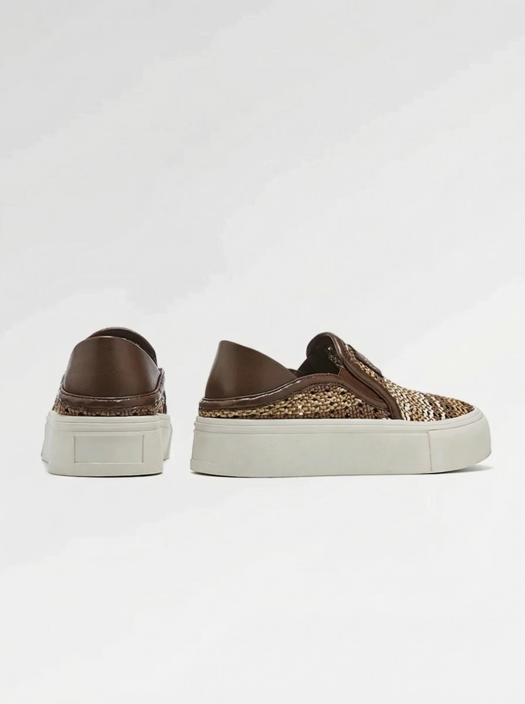Woven Raffia Platform Slip-On Sneakers - Image 6