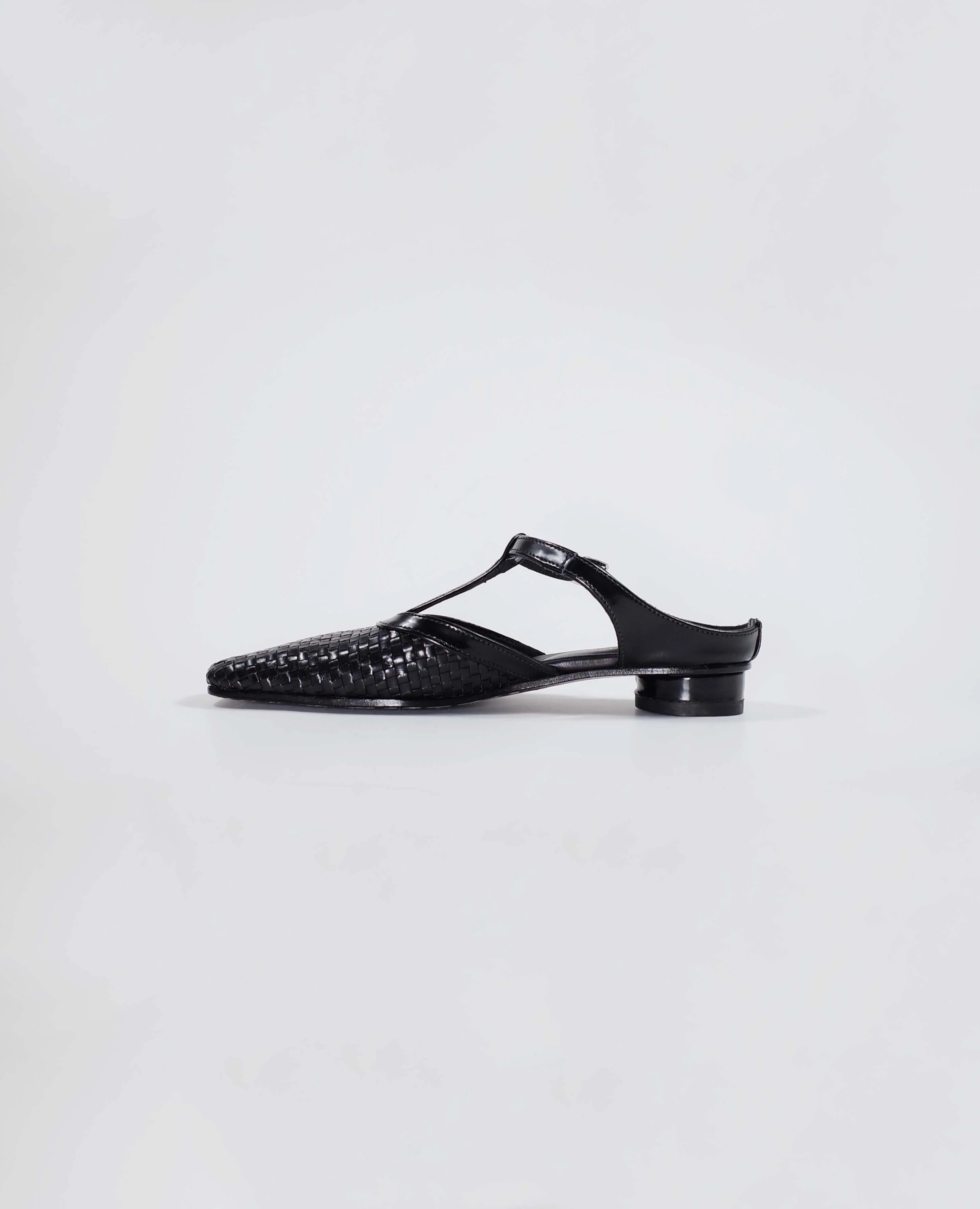 Woven T-Strap Leather Sandals - Image 5
