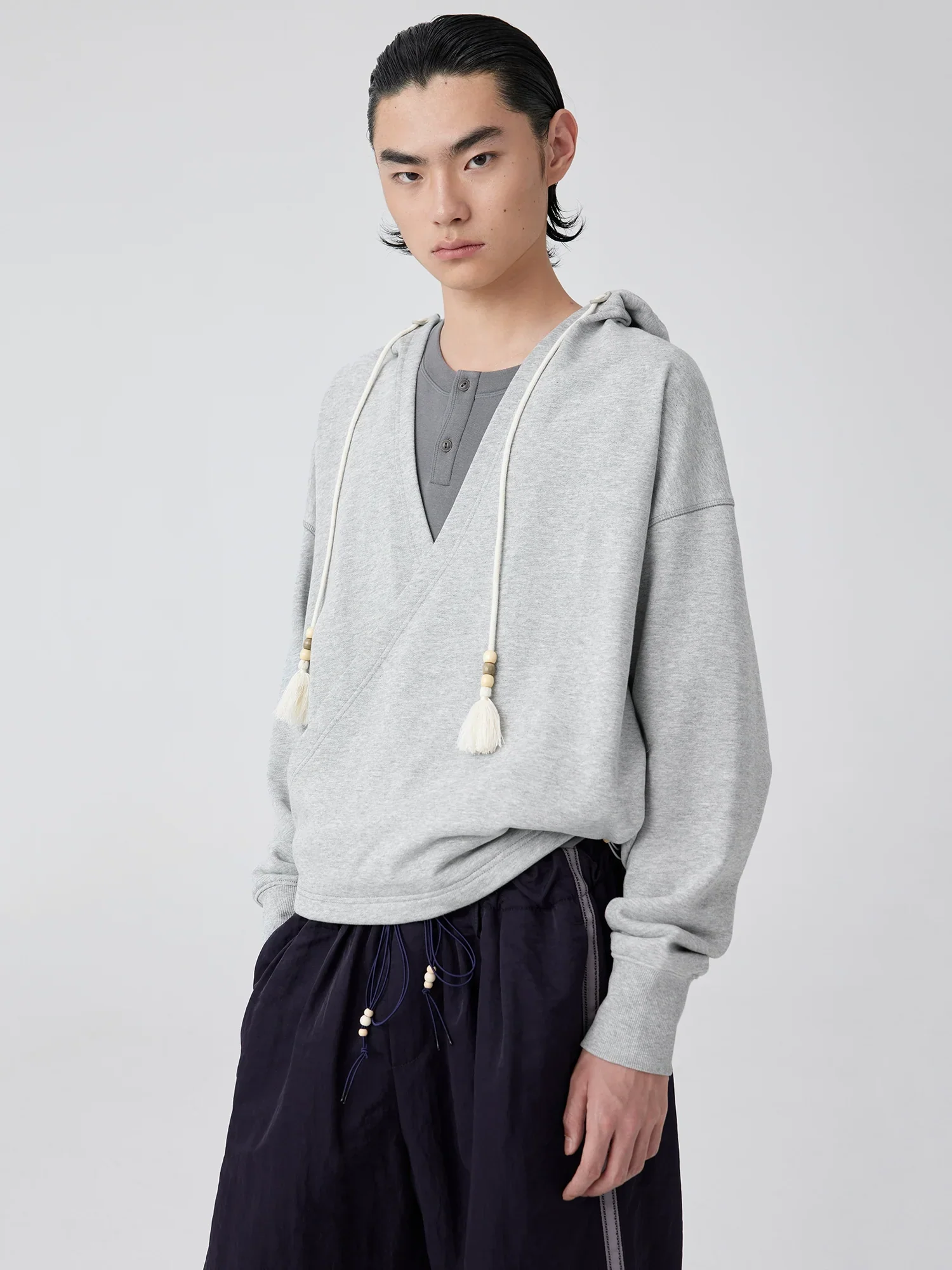 Wrap-Front V-Neck Hoodie