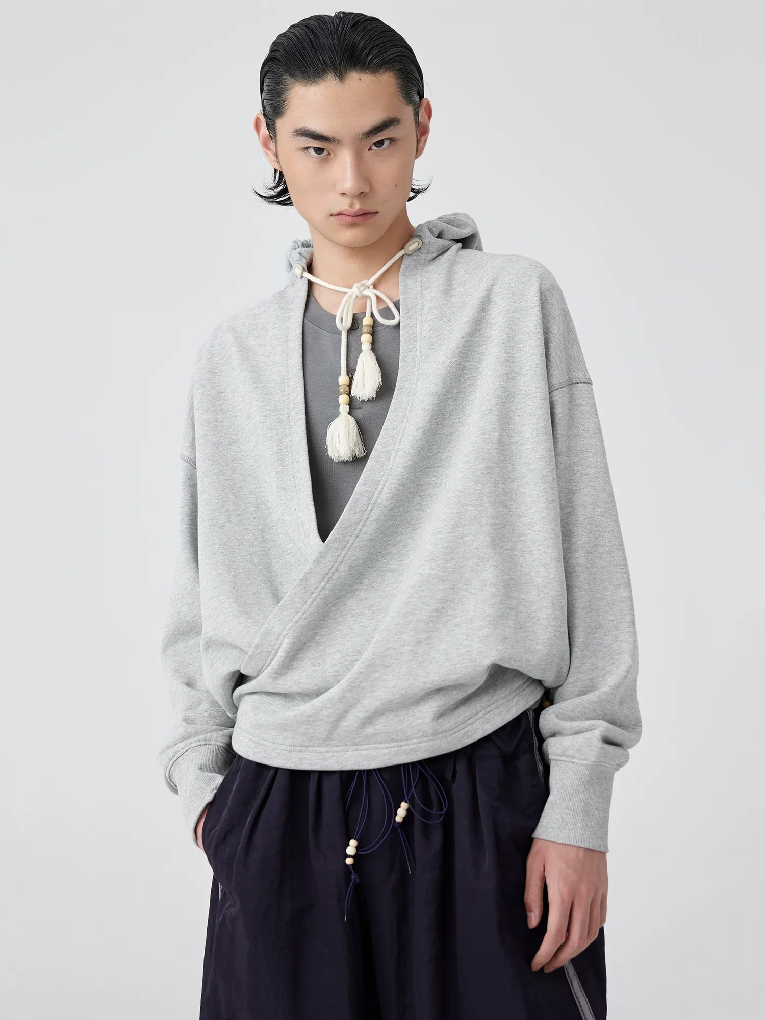 Wrap-Front V-Neck Hoodie - Image 5