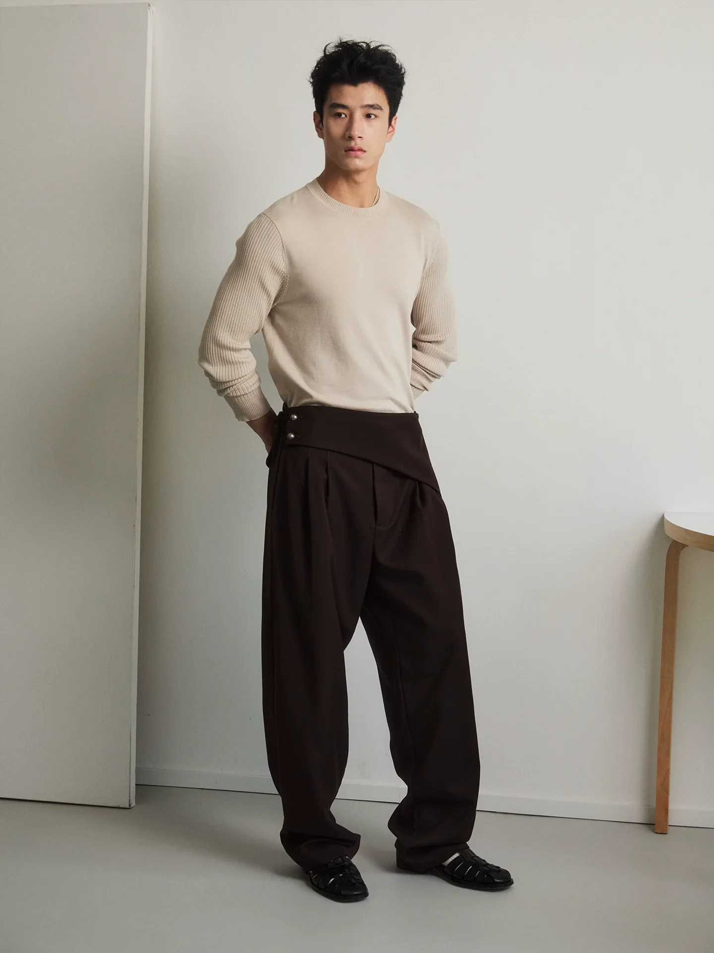 Wrap-Waist Wide-Leg Trousers - Image 2