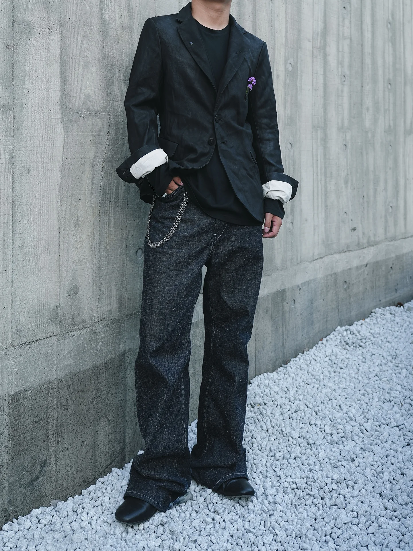 Wrinkled Nubuck Calfskin Blazer - Image 5