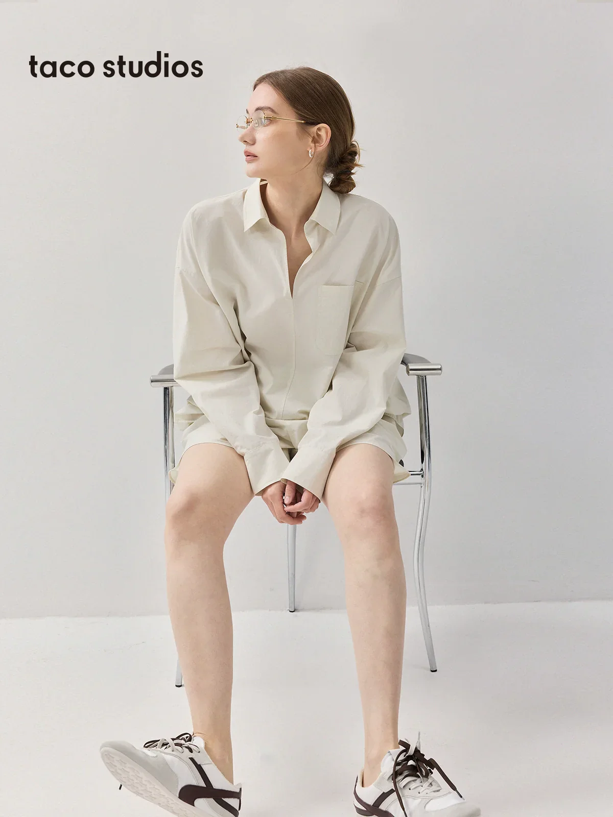 Wrinkled Oversized Shirt & Shorts Set - Image 4