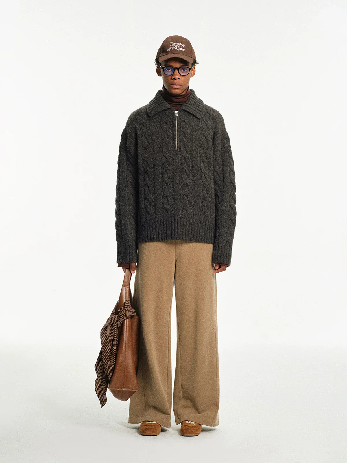 Yak Wool Blend Cable Half-Zip Sweater - Image 5