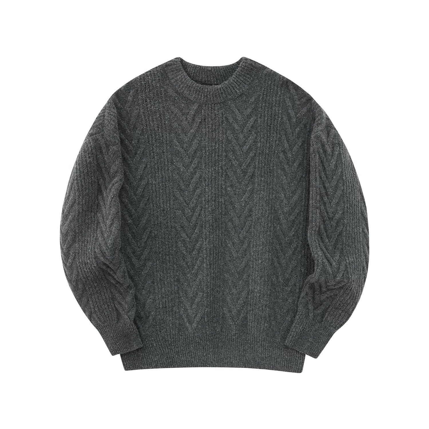 Yak Wool Blend Chevron Cable Crewneck - Image 6