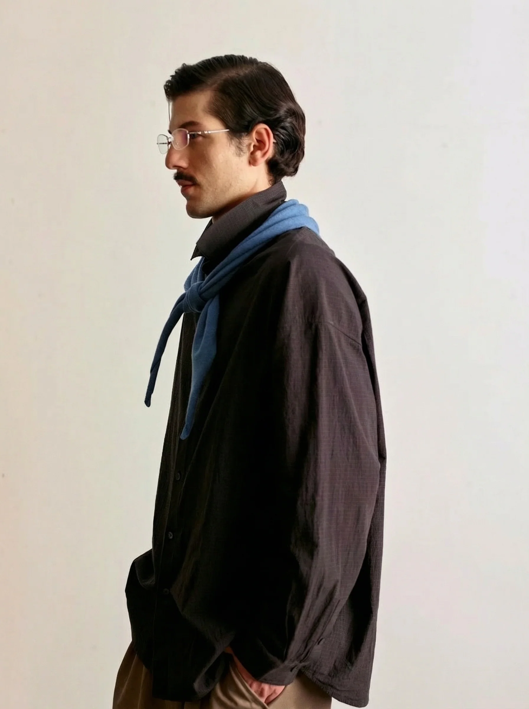 Yarn-Dyed Micro-Check Cross-Yoke Shirt