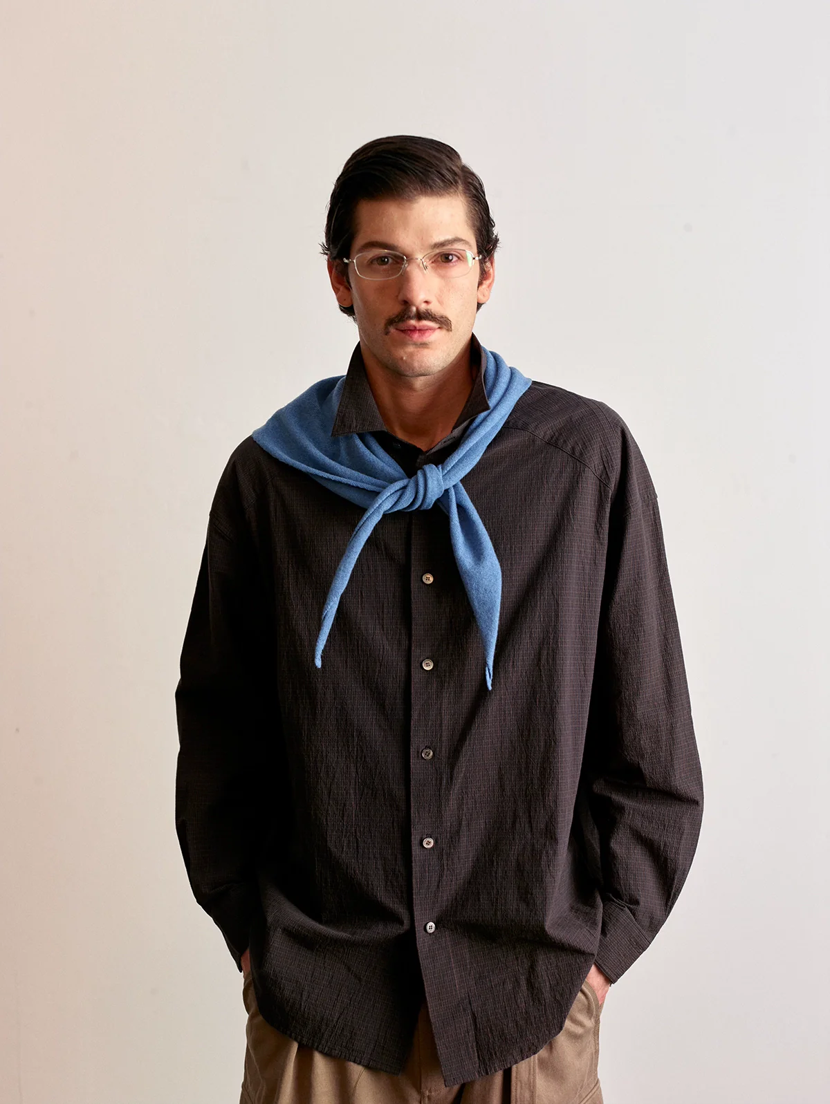Yarn-Dyed Micro-Check Cross-Yoke Shirt - Image 2