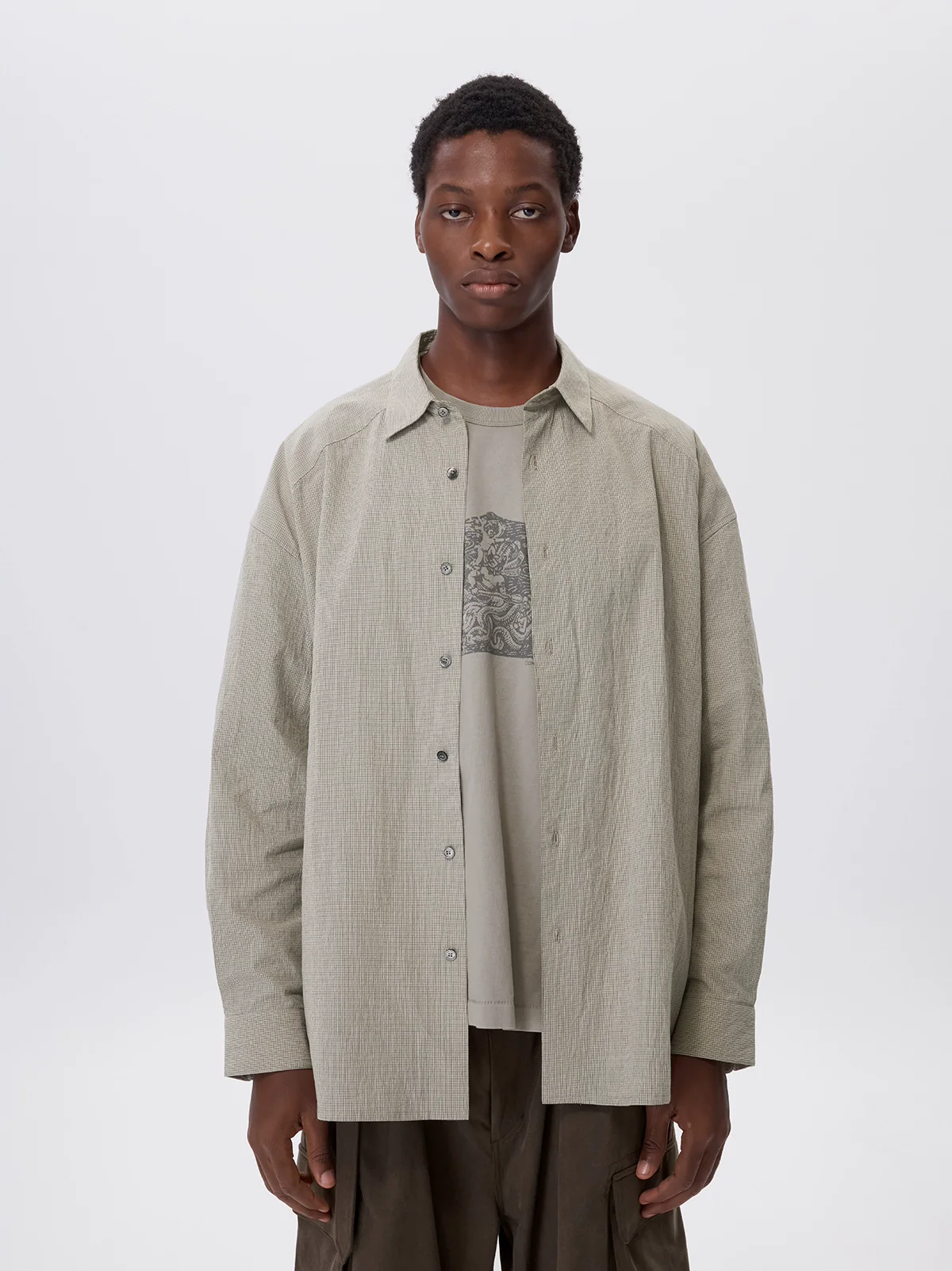 Yarn-Dyed Micro-Check Cross-Yoke Shirt - Image 3