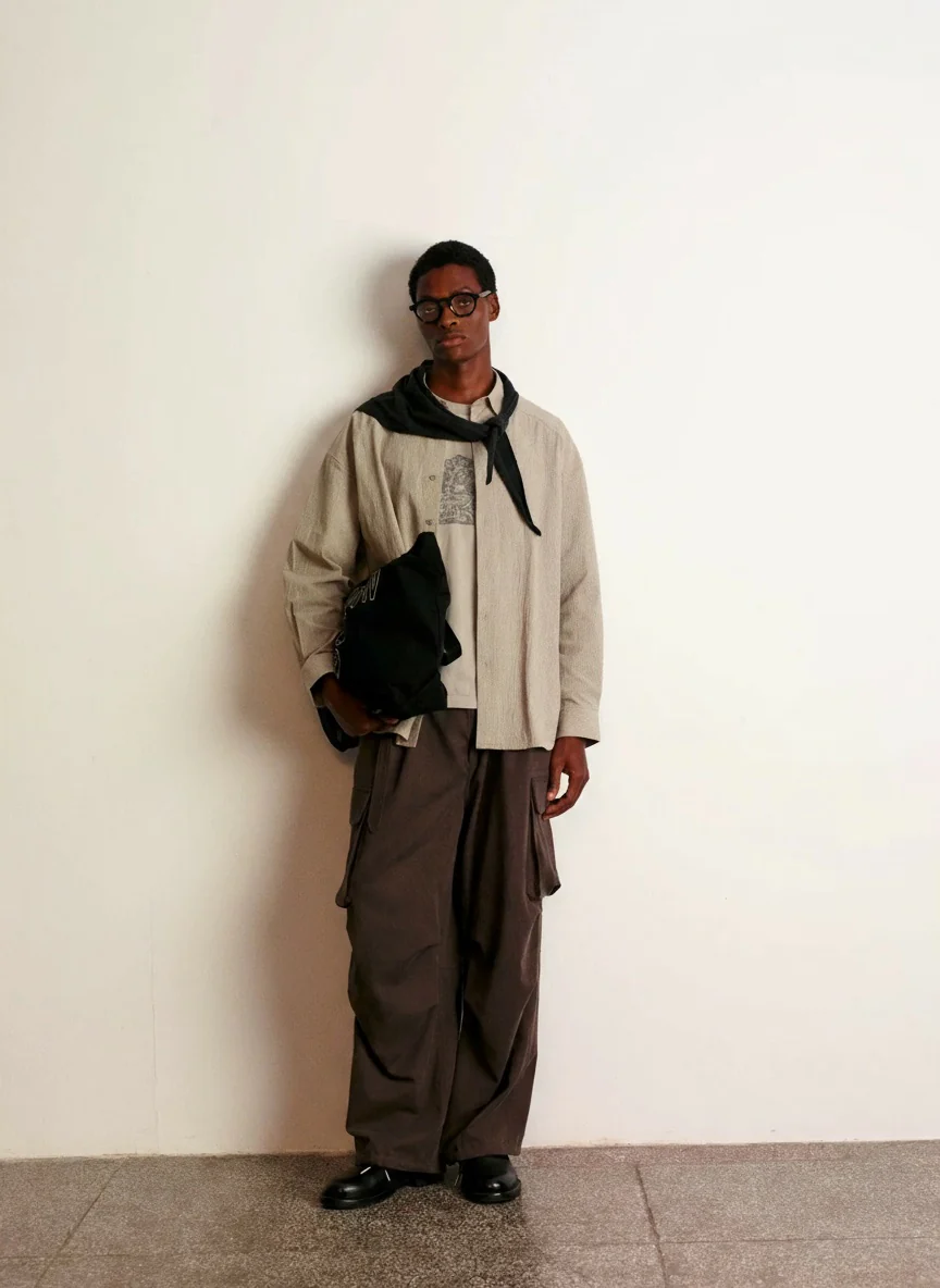 Yarn-Dyed Micro-Check Cross-Yoke Shirt - Image 4