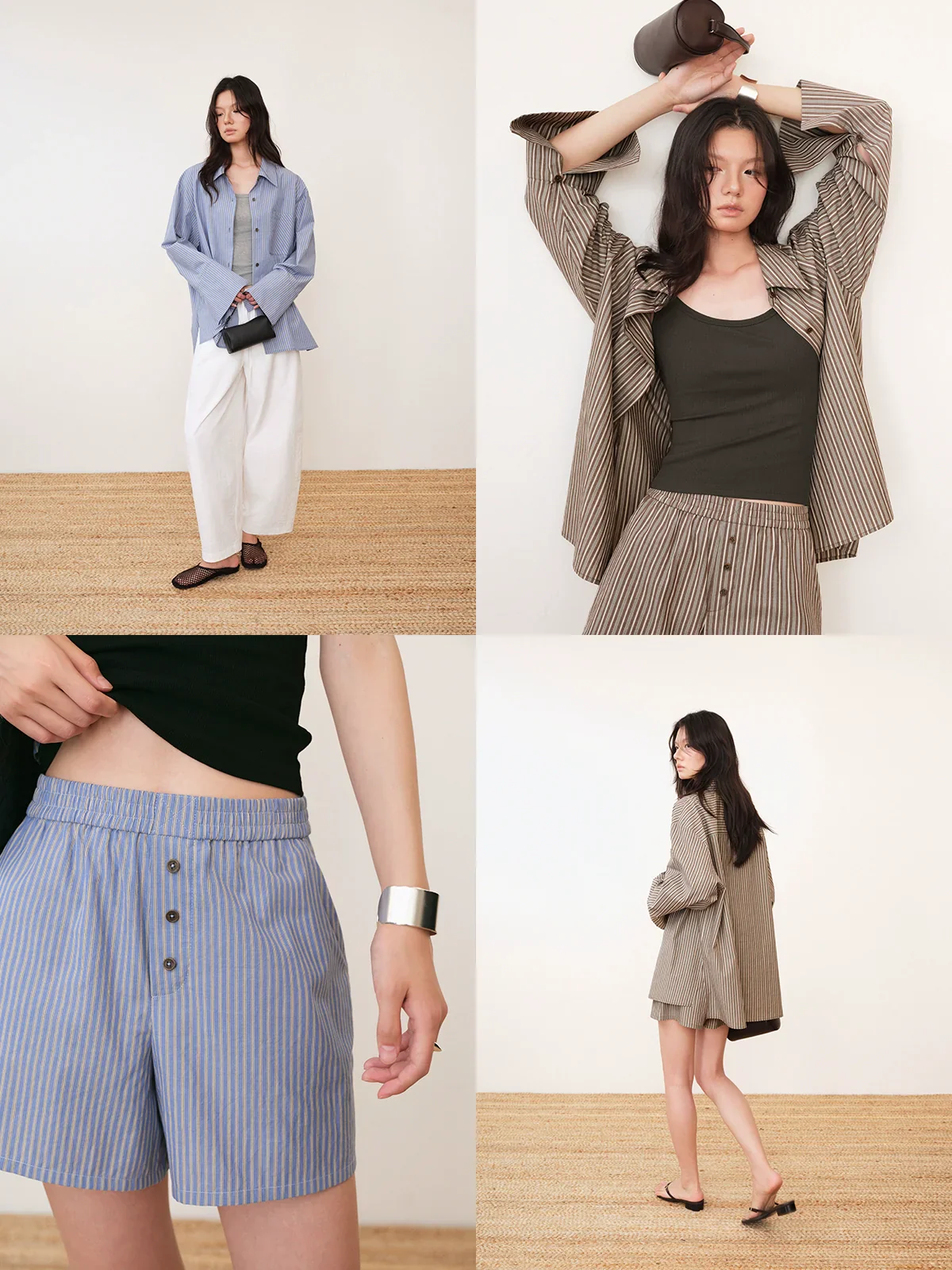 Yarn-Dyed Stripe Shirt & Shorts Set