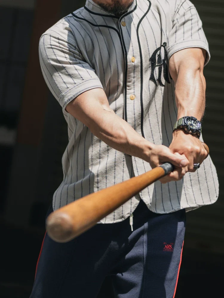 Yarn-Dyed Striped Baseball Shirt