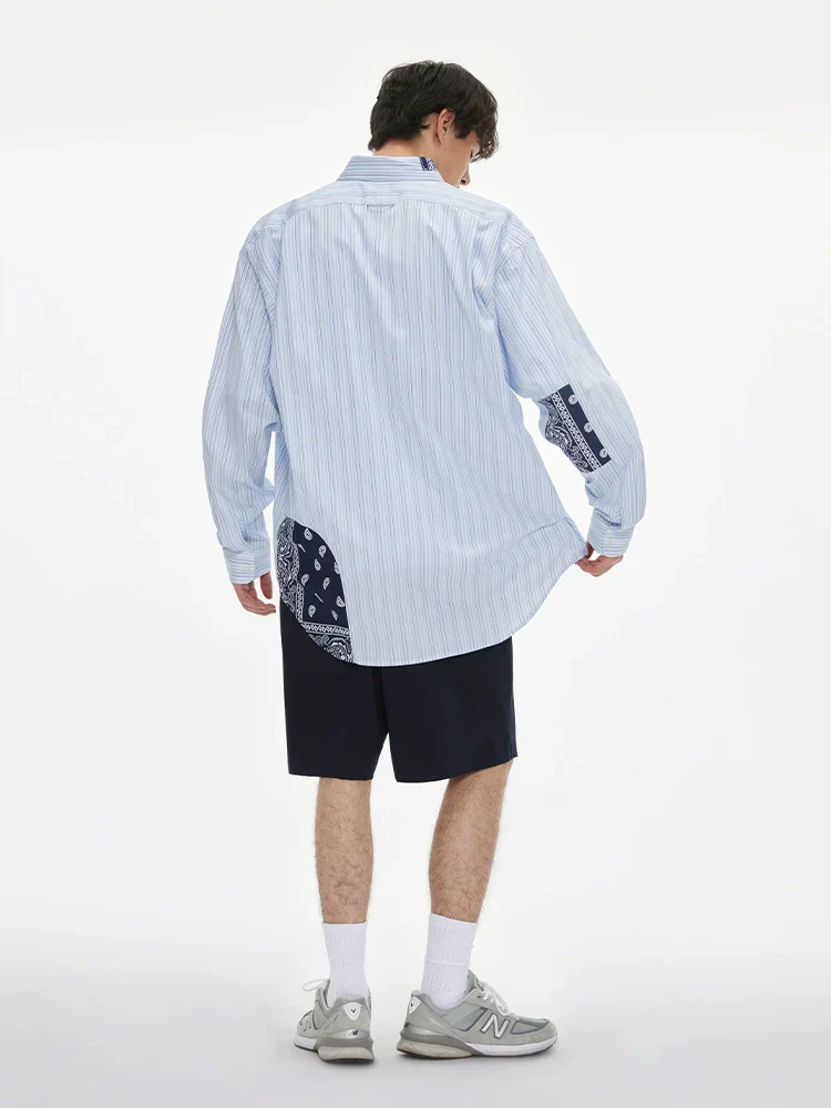 Yarn-Dyed Striped Patchwork Shirt - Image 5