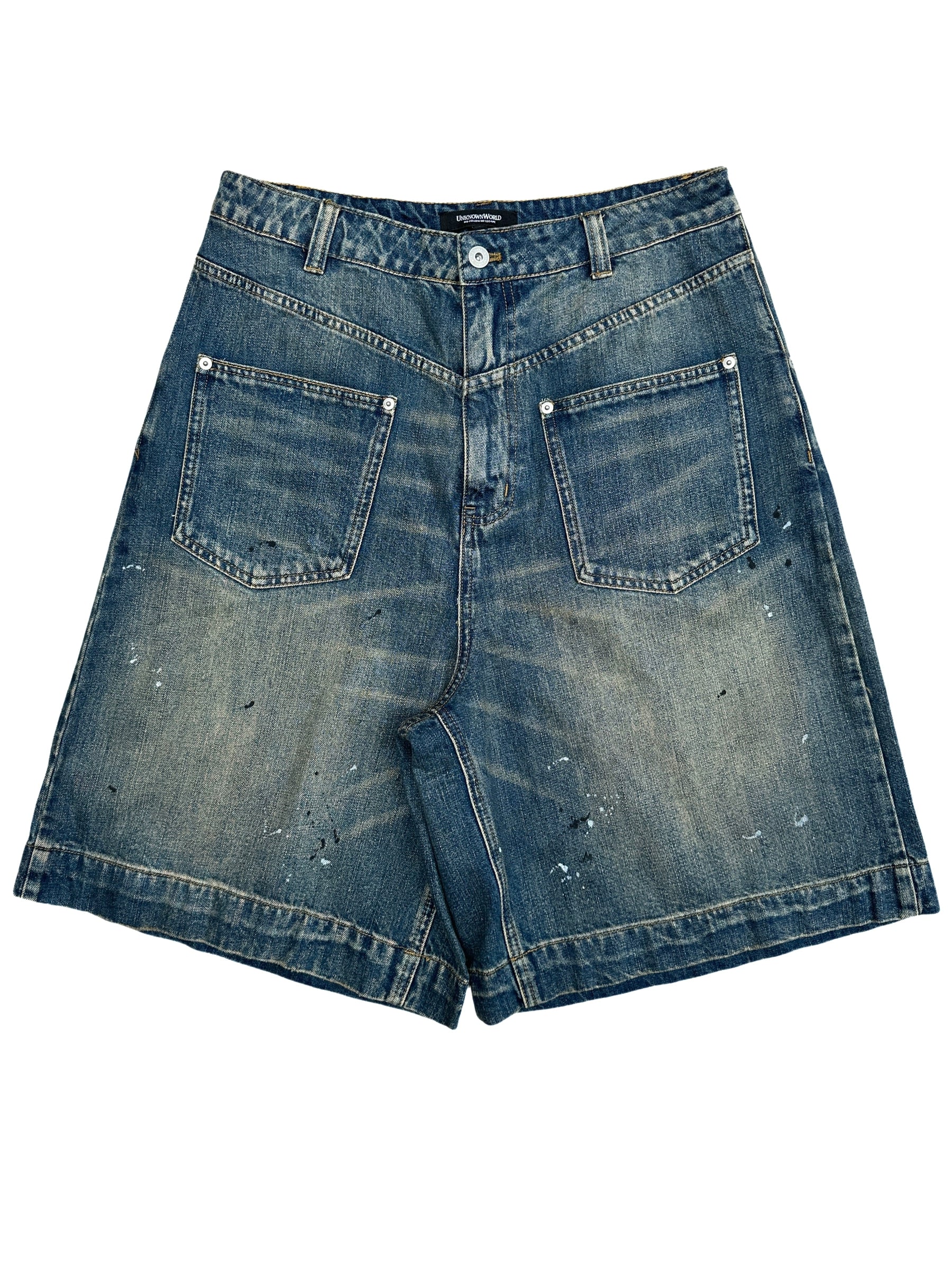 Yellow Mud-Dye Baggy Denim Shorts - Image 6