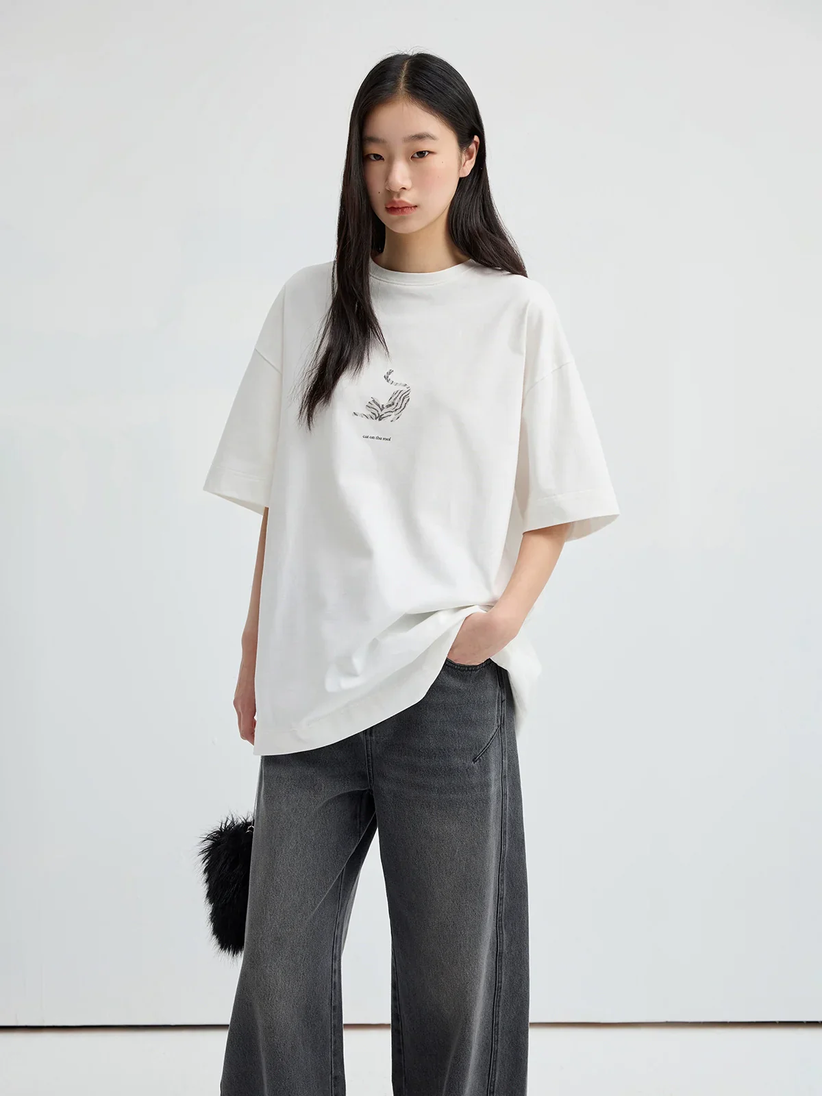 Zebra Cat Cotton Oversized Tee
