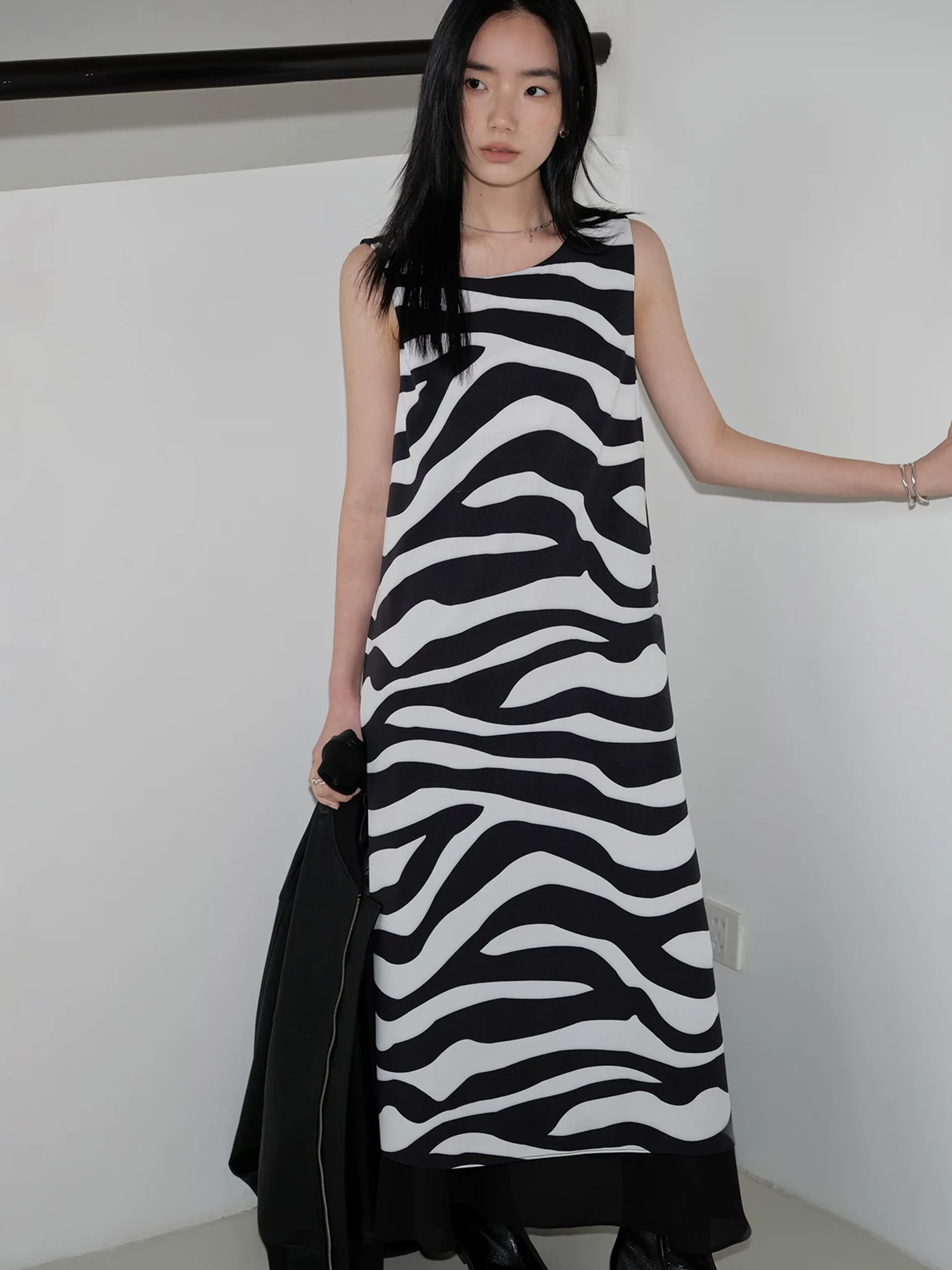 Zebra Print Asymmetrical Vest Dress - Image 4