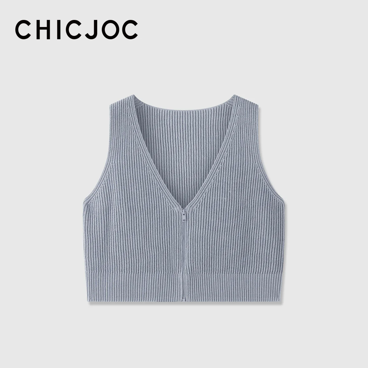 Zip-Front Ribbed Knit Crop Vest - Image 10