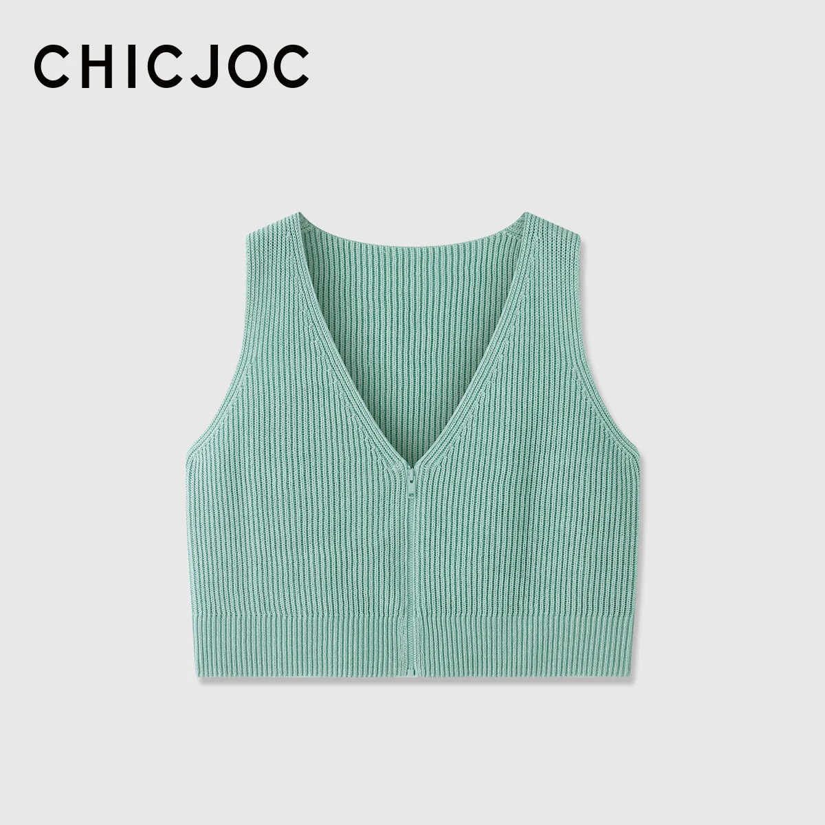 Zip-Front Ribbed Knit Crop Vest - Image 11
