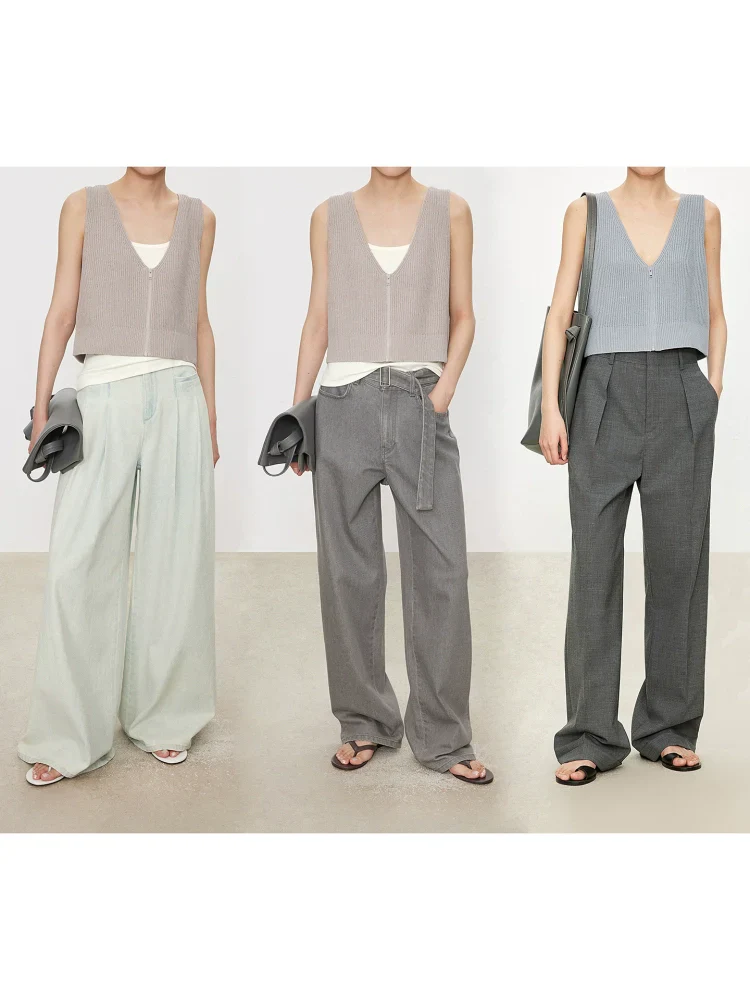 Zip-Front Ribbed Knit Crop Vest - Image 3