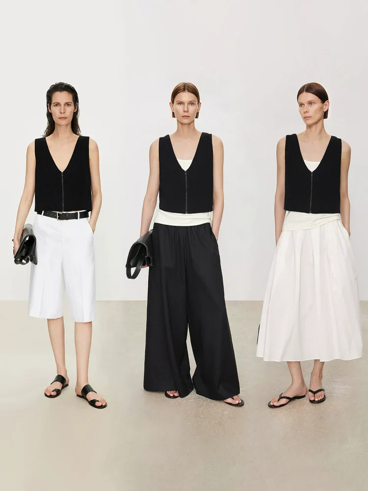 Zip-Front Ribbed Knit Crop Vest - Image 5