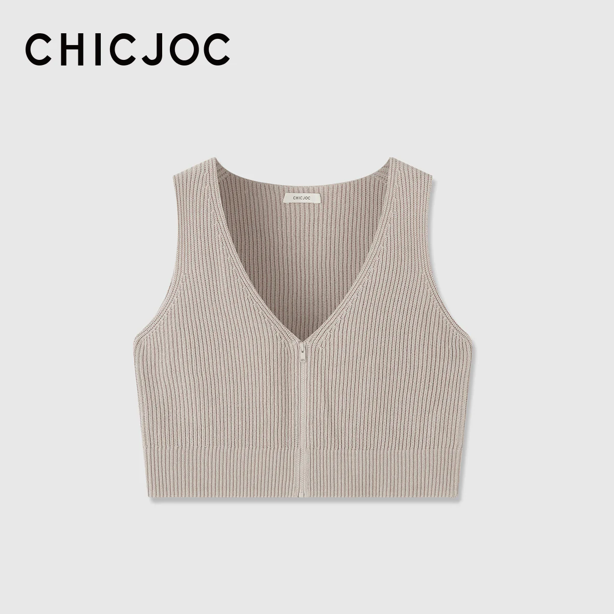 Zip-Front Ribbed Knit Crop Vest - Image 6