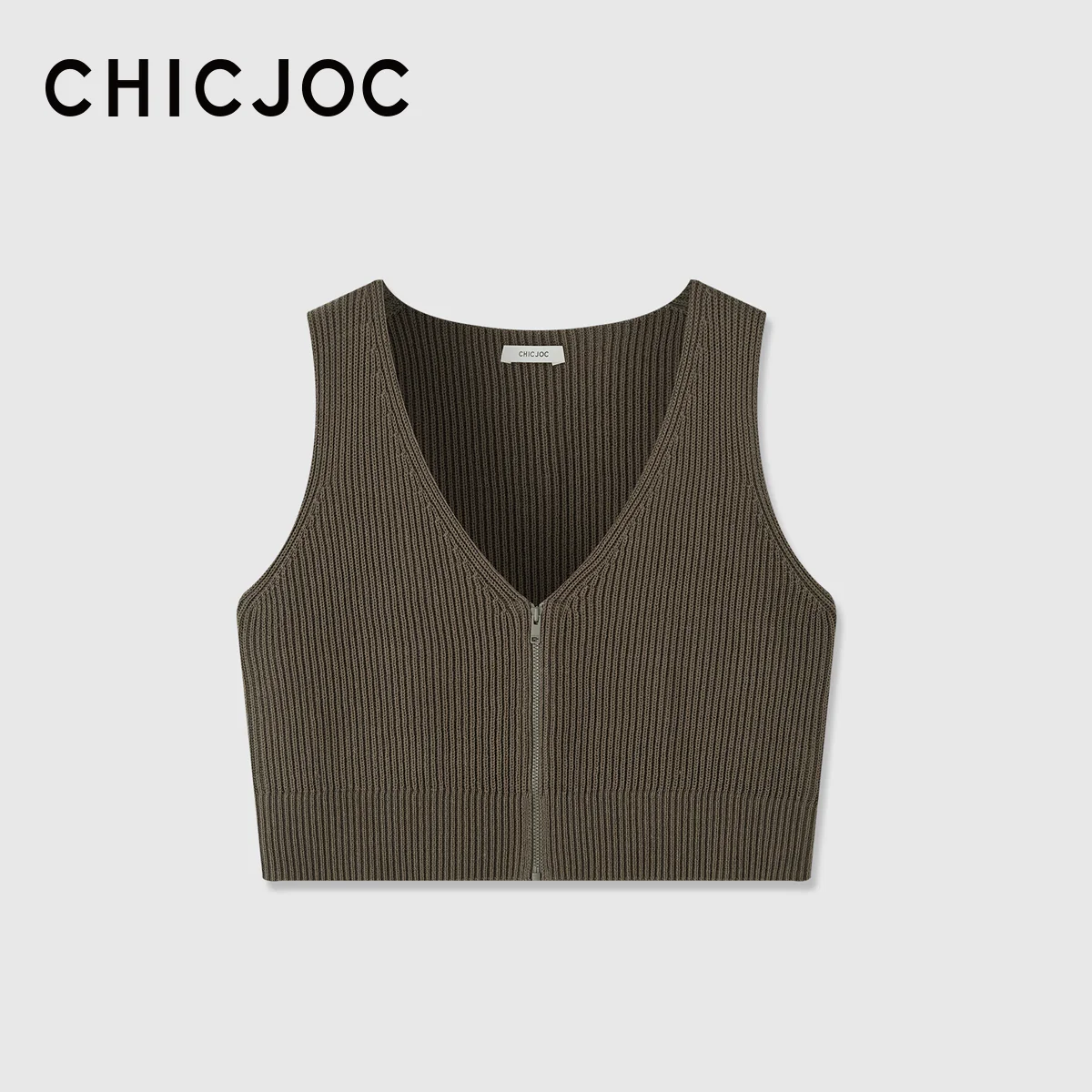 Zip-Front Ribbed Knit Crop Vest - Image 7